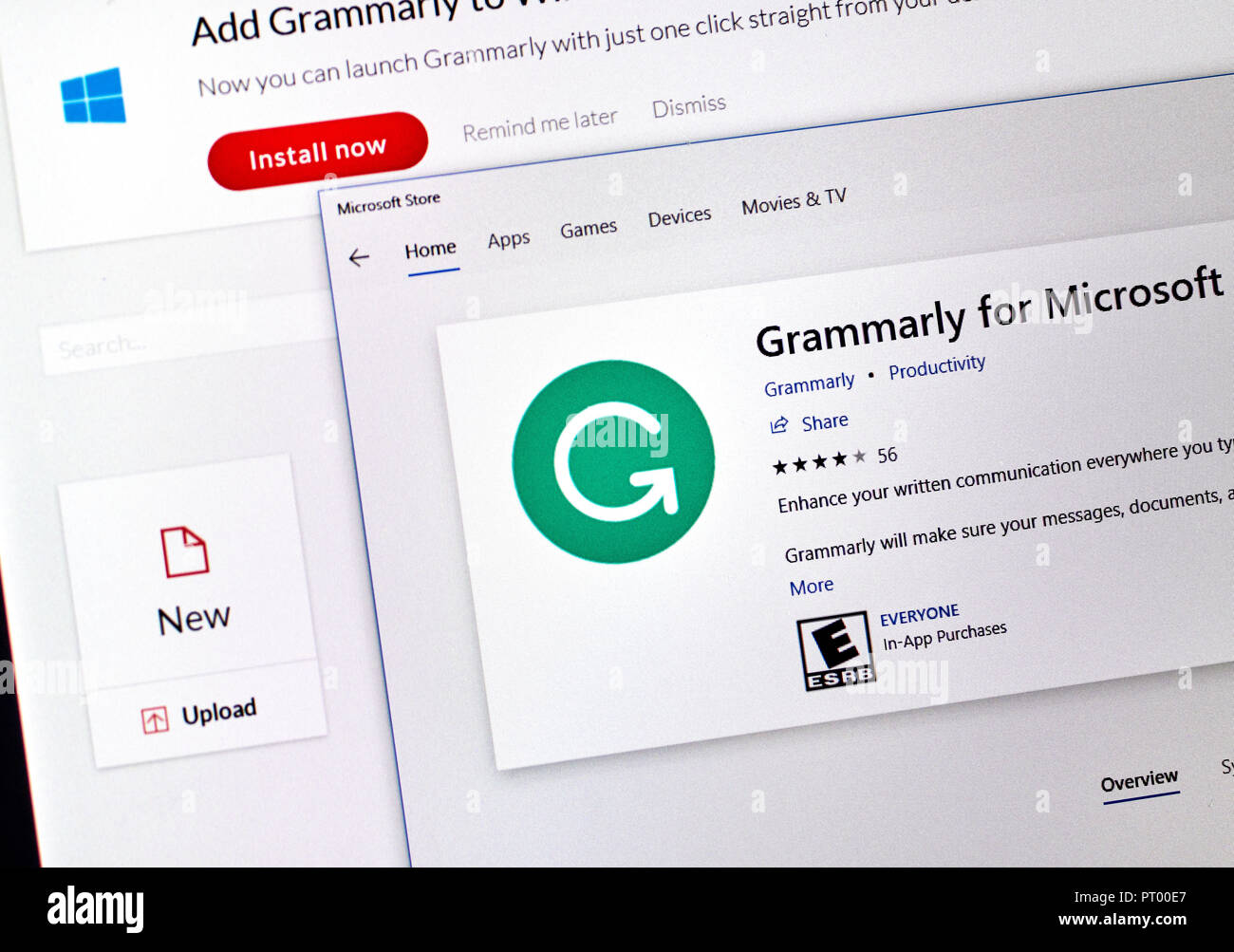 MONTREAL, KANADA - 4. OKTOBER 2018: Grammarly überprüfen Web Anwendung auf einem PC-Bildschirm. Grammarly ist ein beliebter in englischer Sprache schreiben - Verbesserung-Softw. Stockfoto