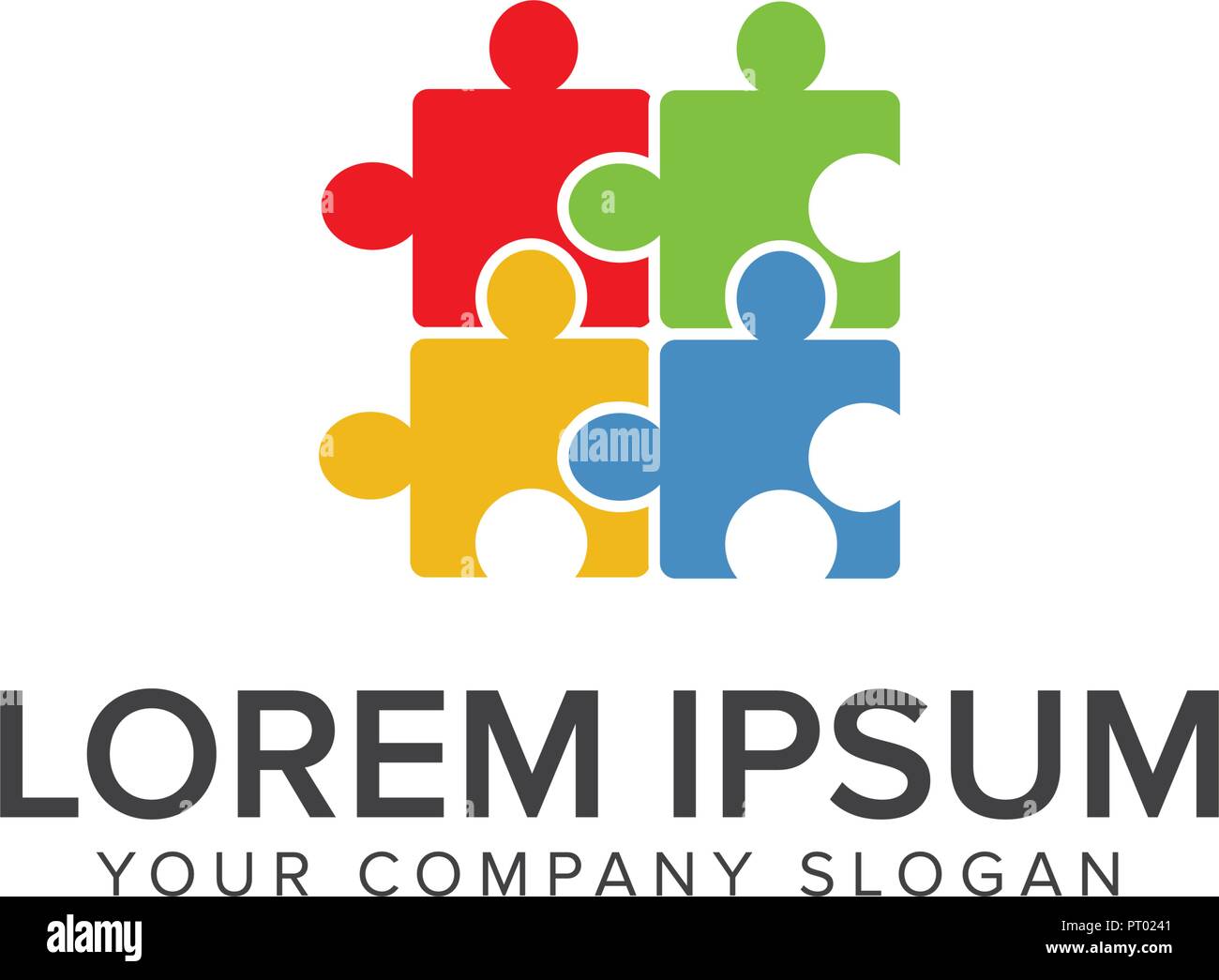 Puzzle Logo. multicolor Logo Design Konzept Vorlage Stock Vektor