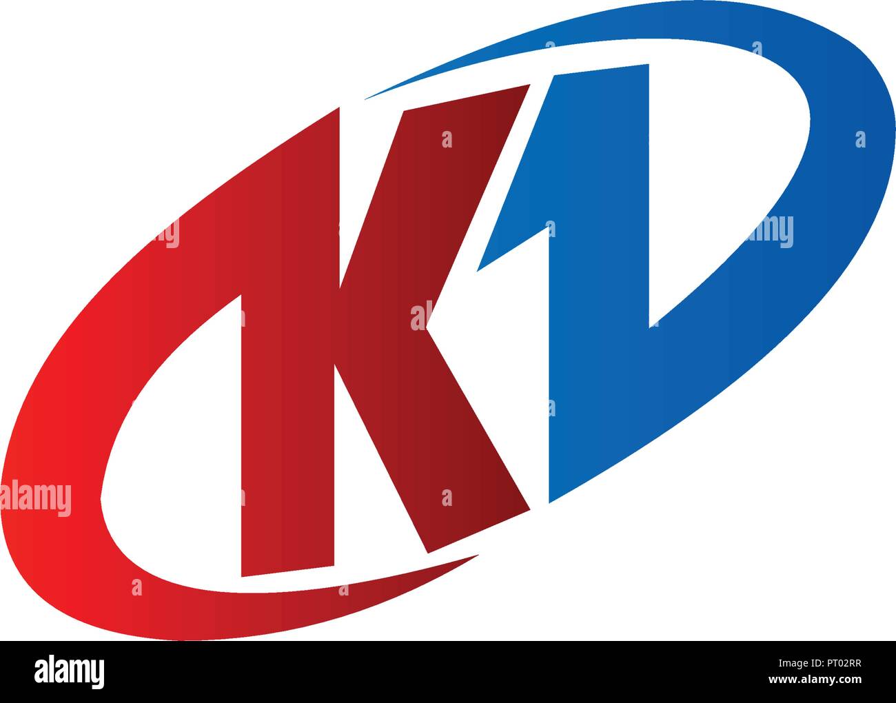 Buchstabe K Logo. rot blau Farbe, Kreis Logo Design Konzept Vorlage Stock Vektor