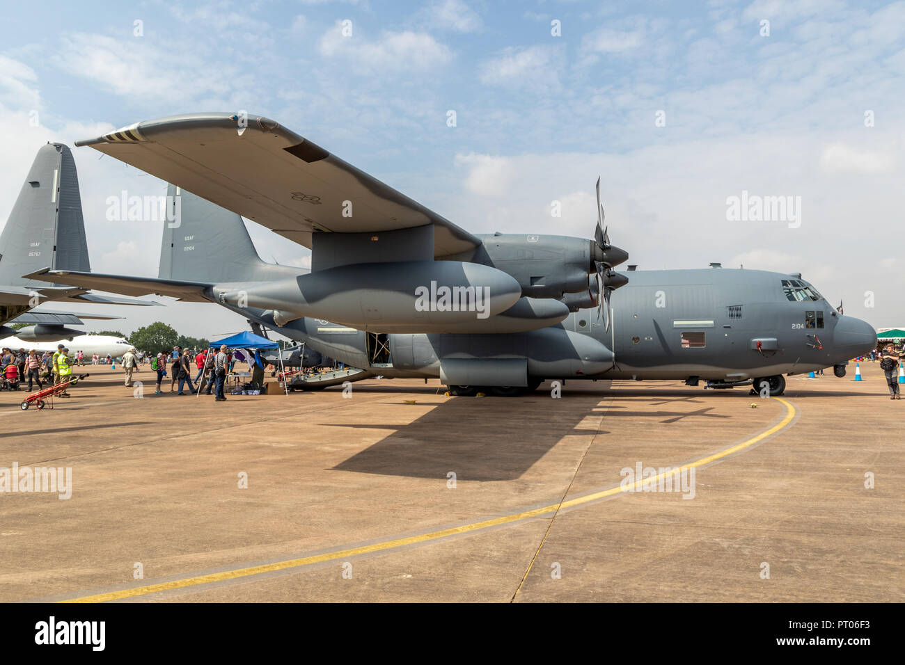 FAIRFORD, ENGLAND - May 13, 2018: US Air Force Lockheed HC-130 H Suche und Rettung Flugzeug der 39th Rescue Squadron auf dem Rollfeld des RAF Fairford ai Stockfoto