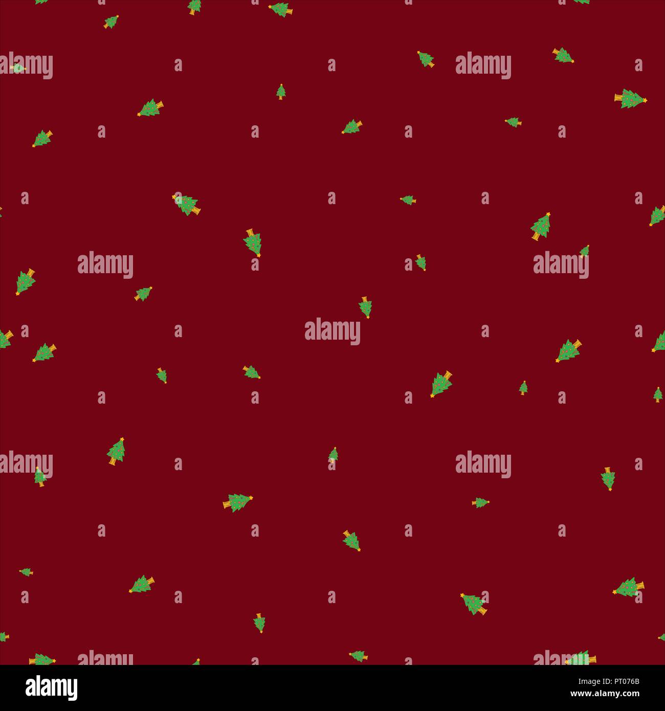 Geschmückten Weihnachtsbaum nahtlose Muster. Roten Hintergrund. Vector Illustration. Stock Vektor