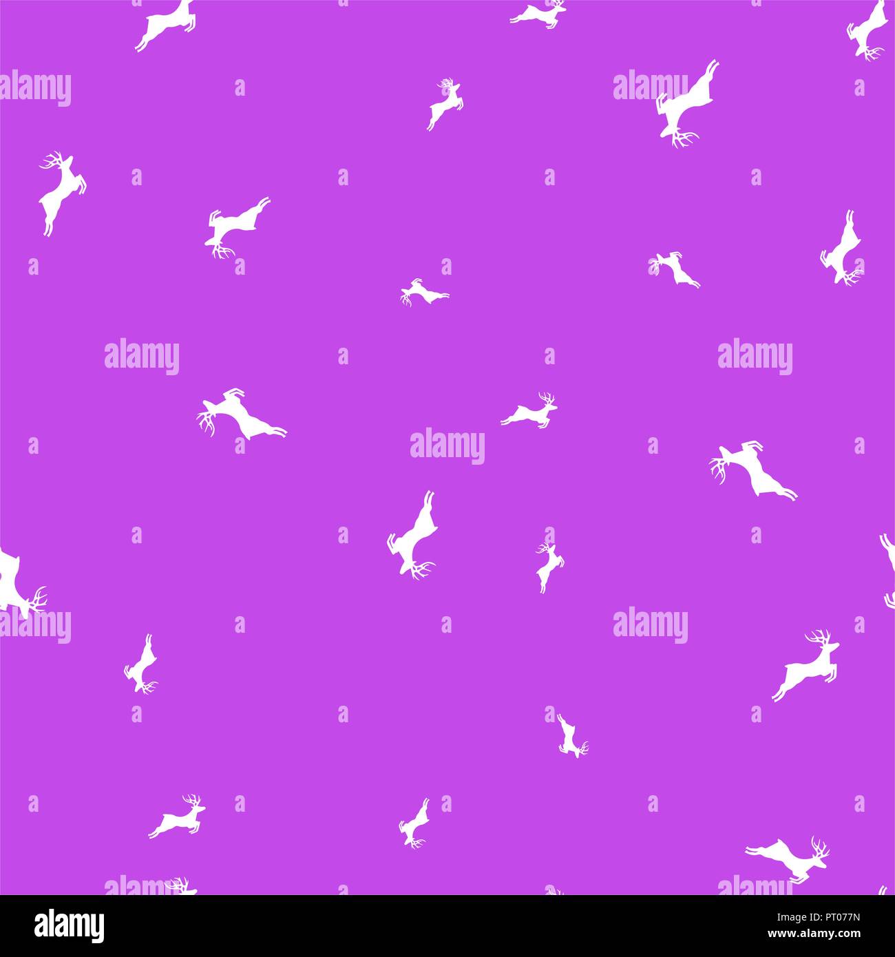 Silhouetten von Rotwild nahtlose Muster. Purple Background. Vector Illustration. Stock Vektor