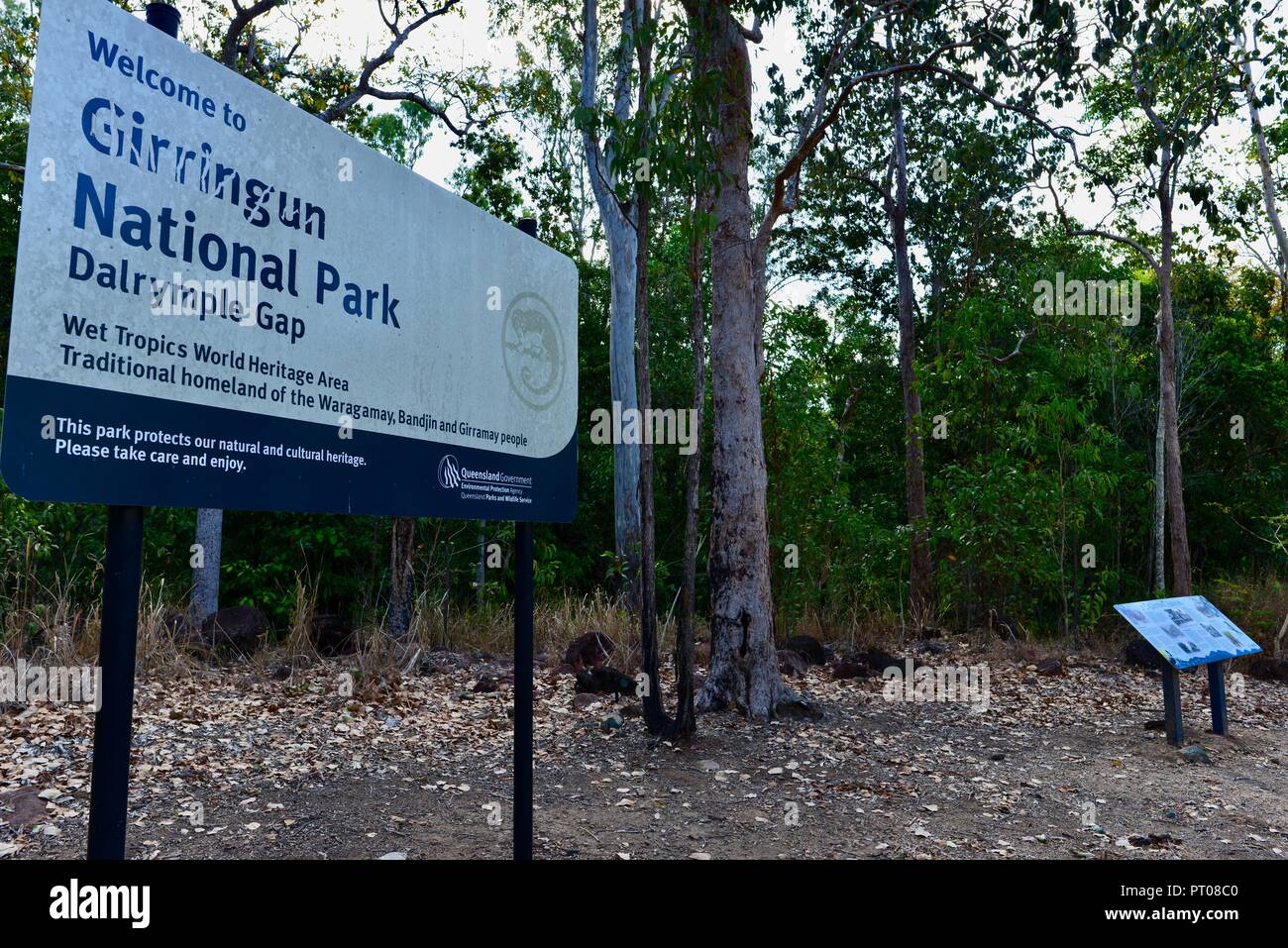 Girringun National Park Zeichen, Dalrymple Lücke, QLD, Australien Stockfoto