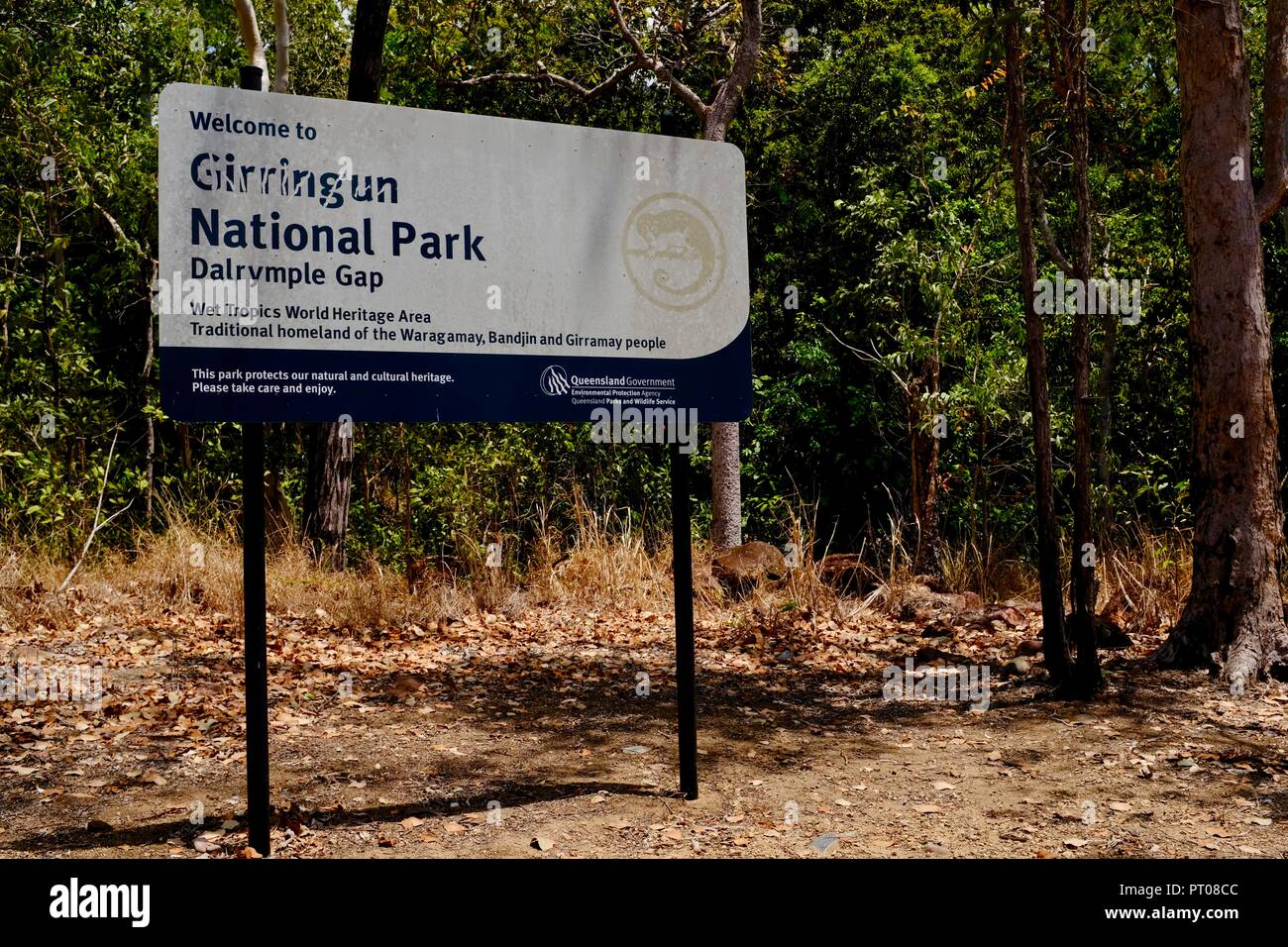 Girringun National Park Zeichen, Dalrymple Lücke, QLD, Australien Stockfoto