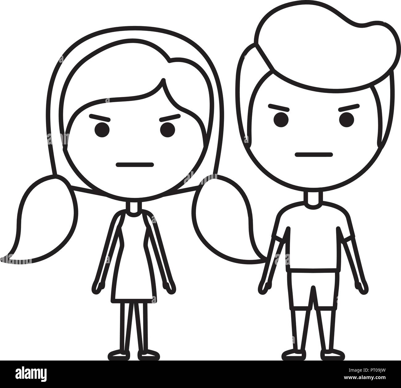 Cartoon wütend Paar kawaii Zeichen Stock Vektor