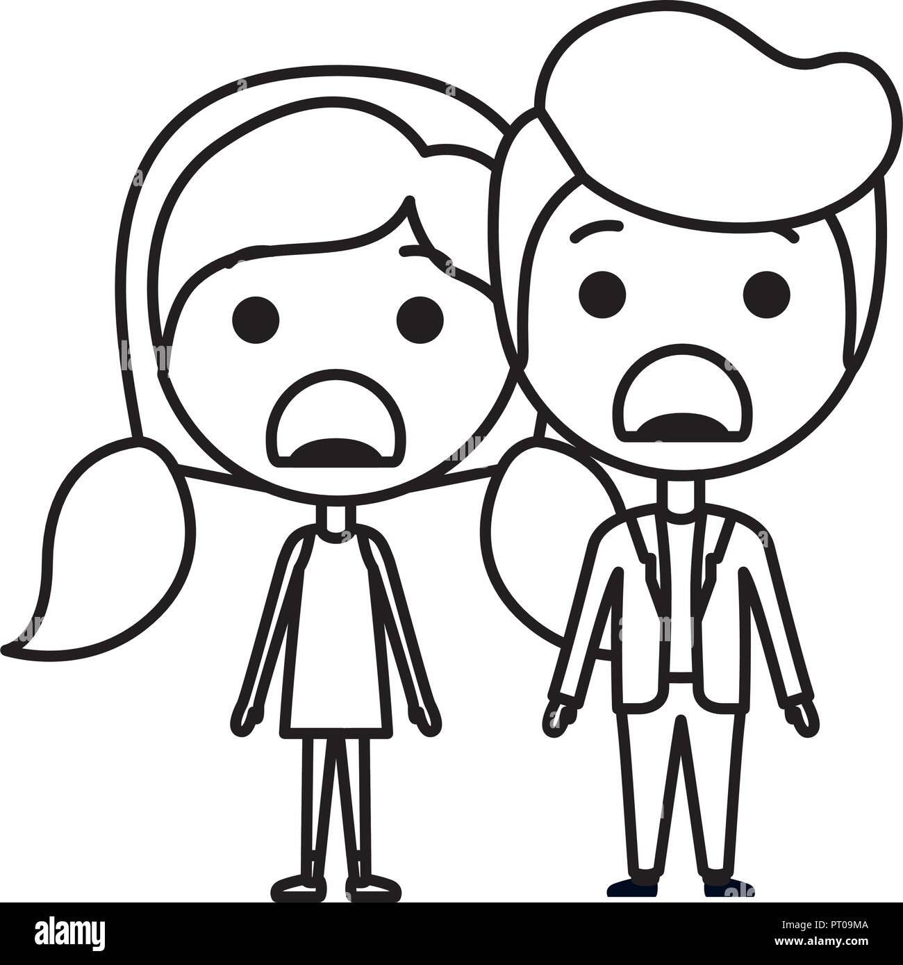 Cartoon wütend Paar kawaii Zeichen Stock Vektor