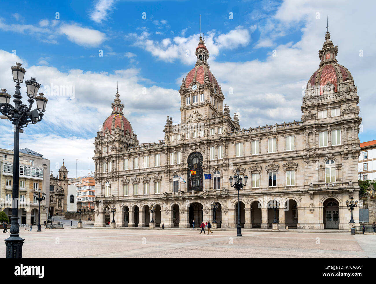 Der Palacio Municipal (Rathaus), Praza de Maria Pita, A Coruña, Galizien, Spanien Stockfoto