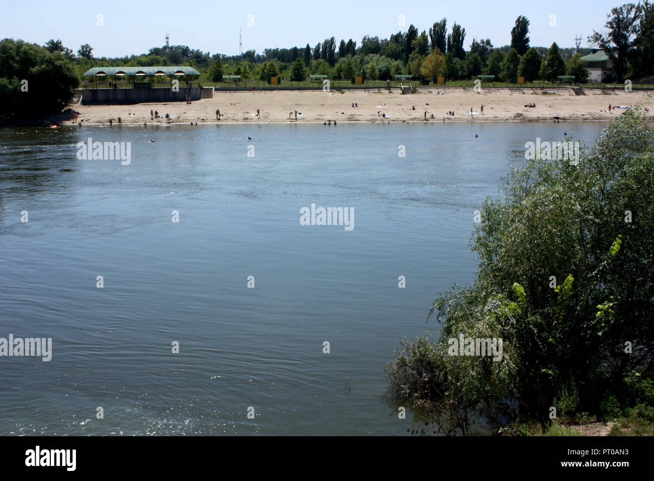 Der Fluss Dnjestr in Tiraspol, Transdniester Stockfoto