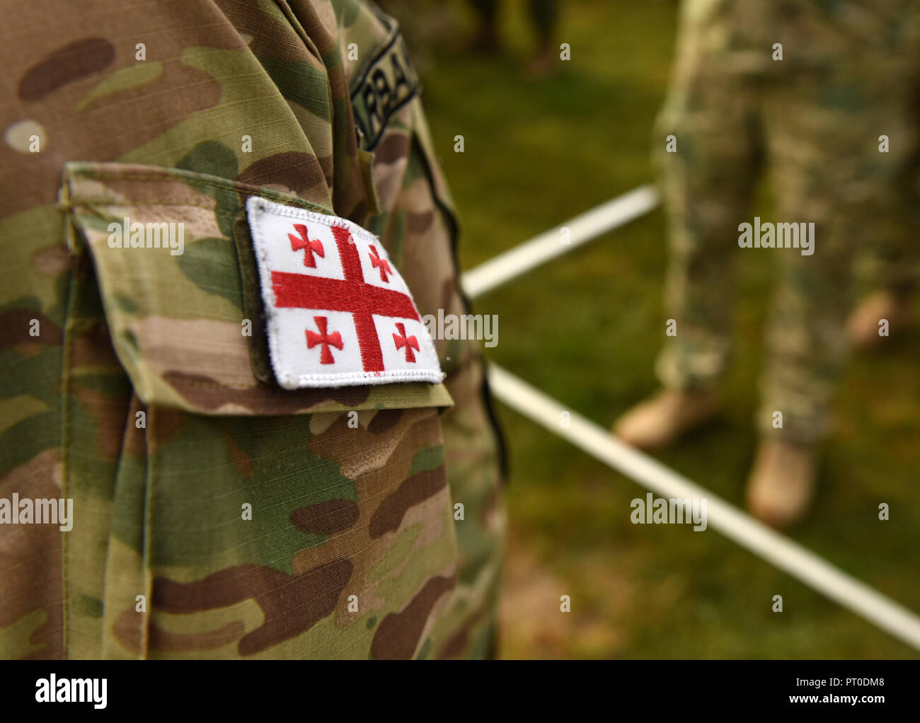 Georgische patch Flagge auf Soldaten arm. Georgien Truppen Stockfoto