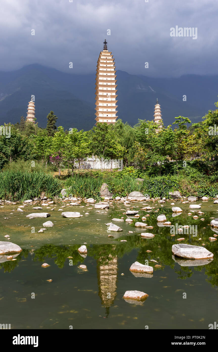 Drei Pagoden von Dali, Zhonghe - Yunnan, China Stockfoto