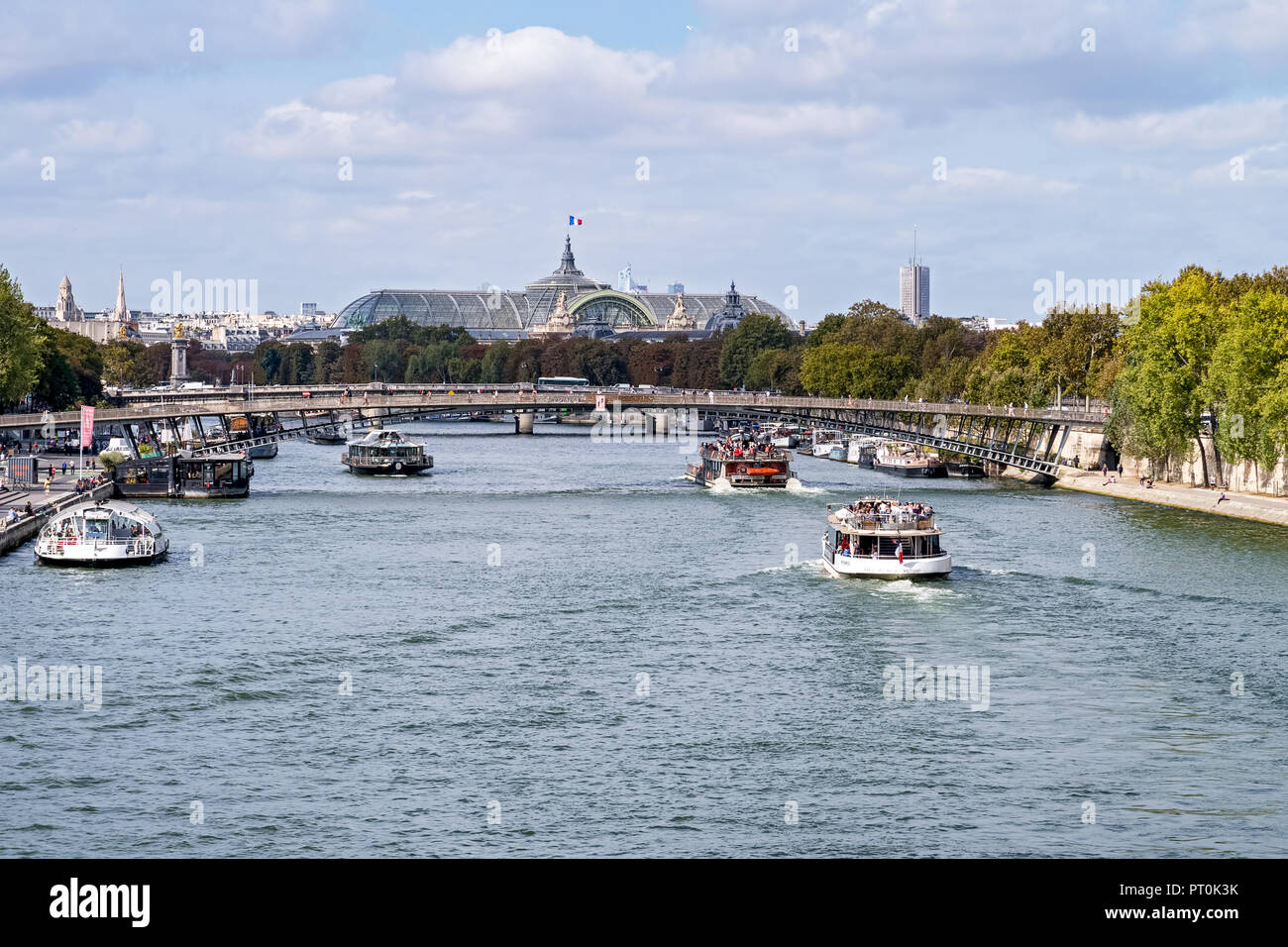 Seine und Grand Palais von Pont Royal - Paris, Frankreich Stockfoto