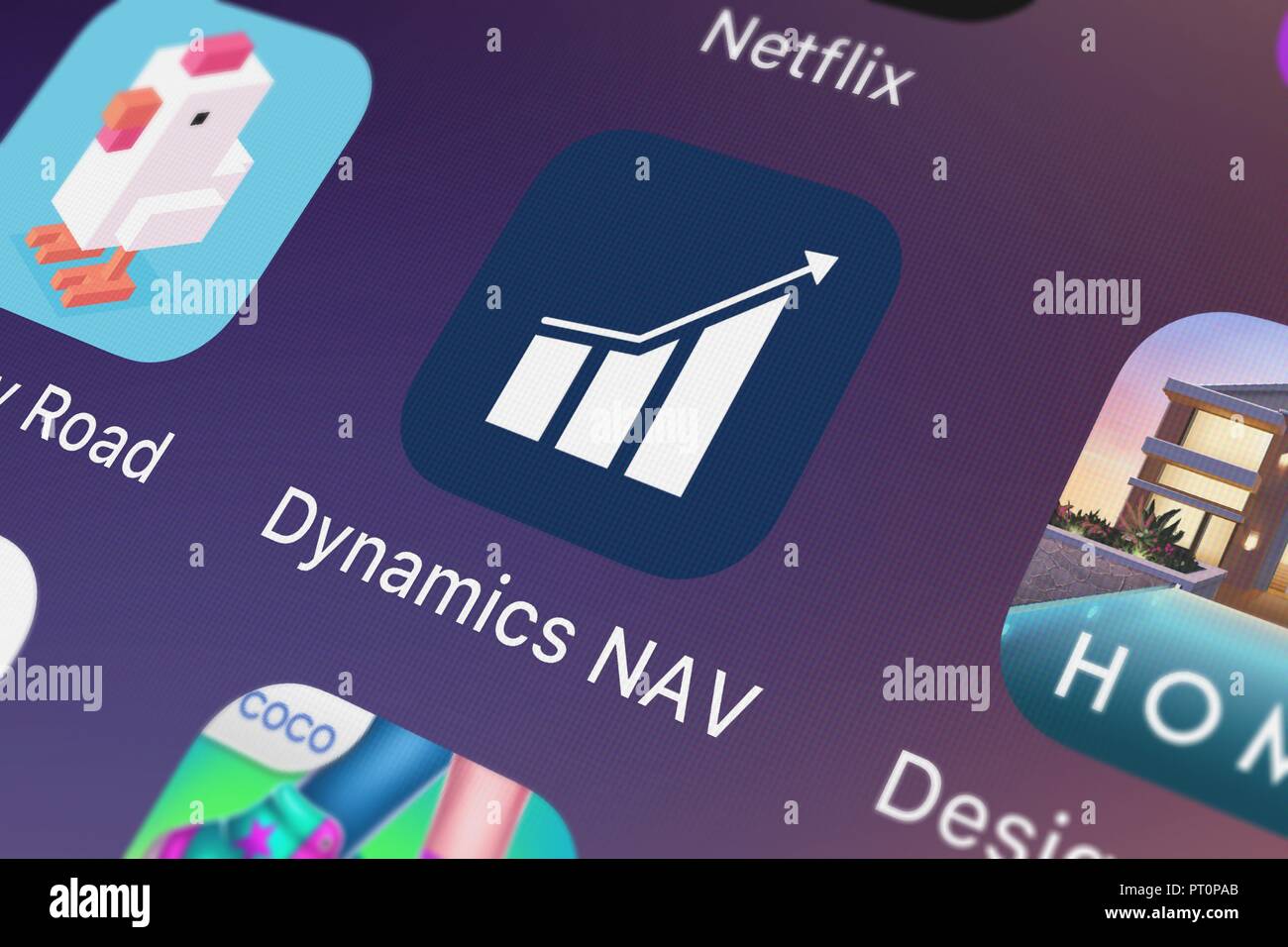 London, Vereinigtes Königreich - Oktober 05, 2018: Symbol für die mobile Anwendung von Microsoft Dynamics NAV auf dem iPhone. Stockfoto