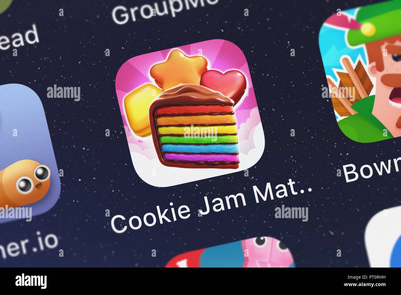 London, Vereinigtes Königreich - Oktober 05, 2018: Das Cookie Jam Matching Game mobile App von Jam City, Inc. auf einem iPhone Bildschirm. Stockfoto