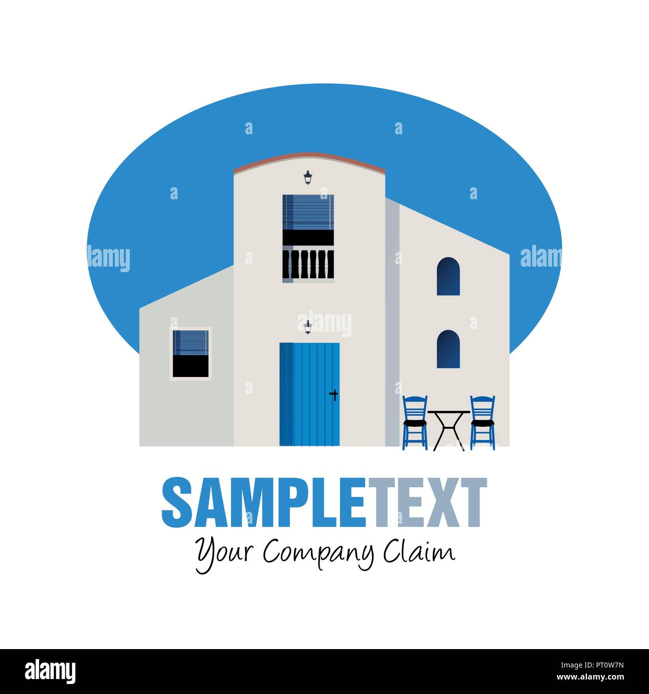 Haus im mediterranen Stil auf weißem Hintergrund. Ideal für Immobilien Stock Vektor