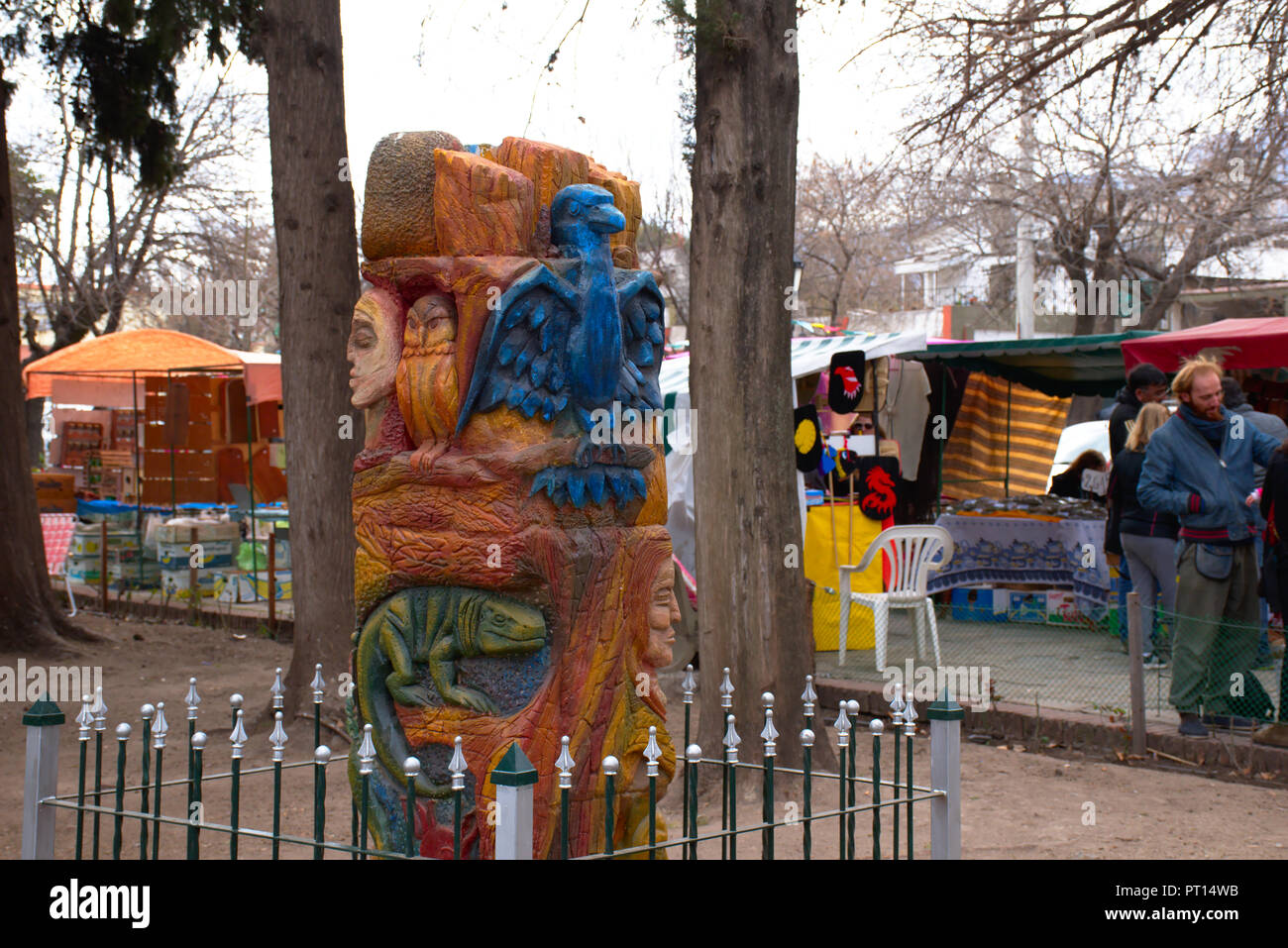 Skulptur an der Plaza San Martín in Villa de Las Rosas - Provinz Córdoba - Argentinien Stockfoto