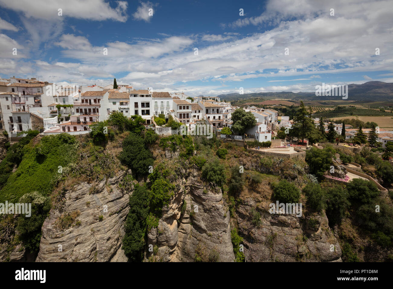 Spanien, Malaga, Ronda mit Tajo de Ronda, Jardines de Cuenca Stockfoto