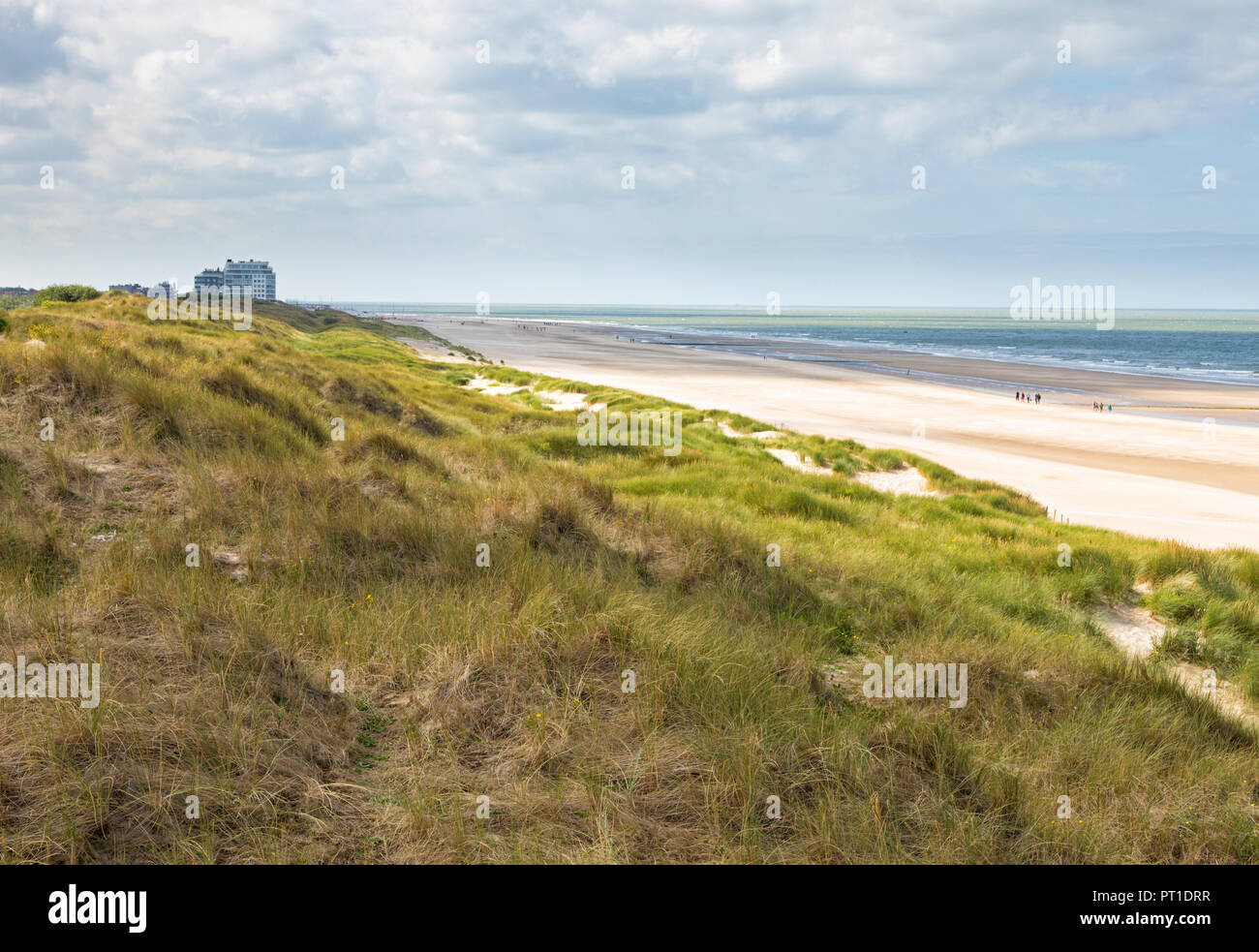 Belgische Nordsee Strand in Blankenberge, Anzeigen in De Haan Stockfoto