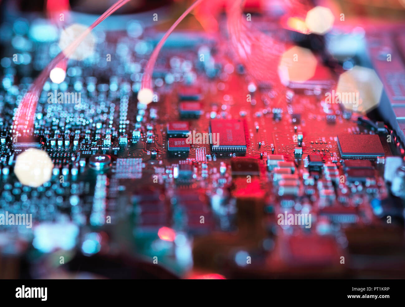 In einem Laptop Computer, Motherboard und elektronische Komponenten Stockfoto