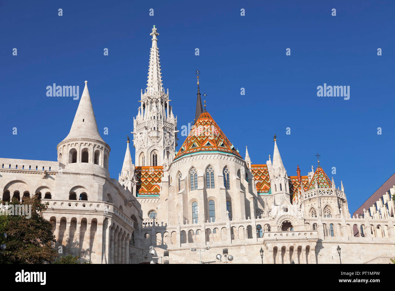 Matthias Kirche, Fisherman's Bastion an der Budaer Burg, Budapest, Ungarn Stockfoto