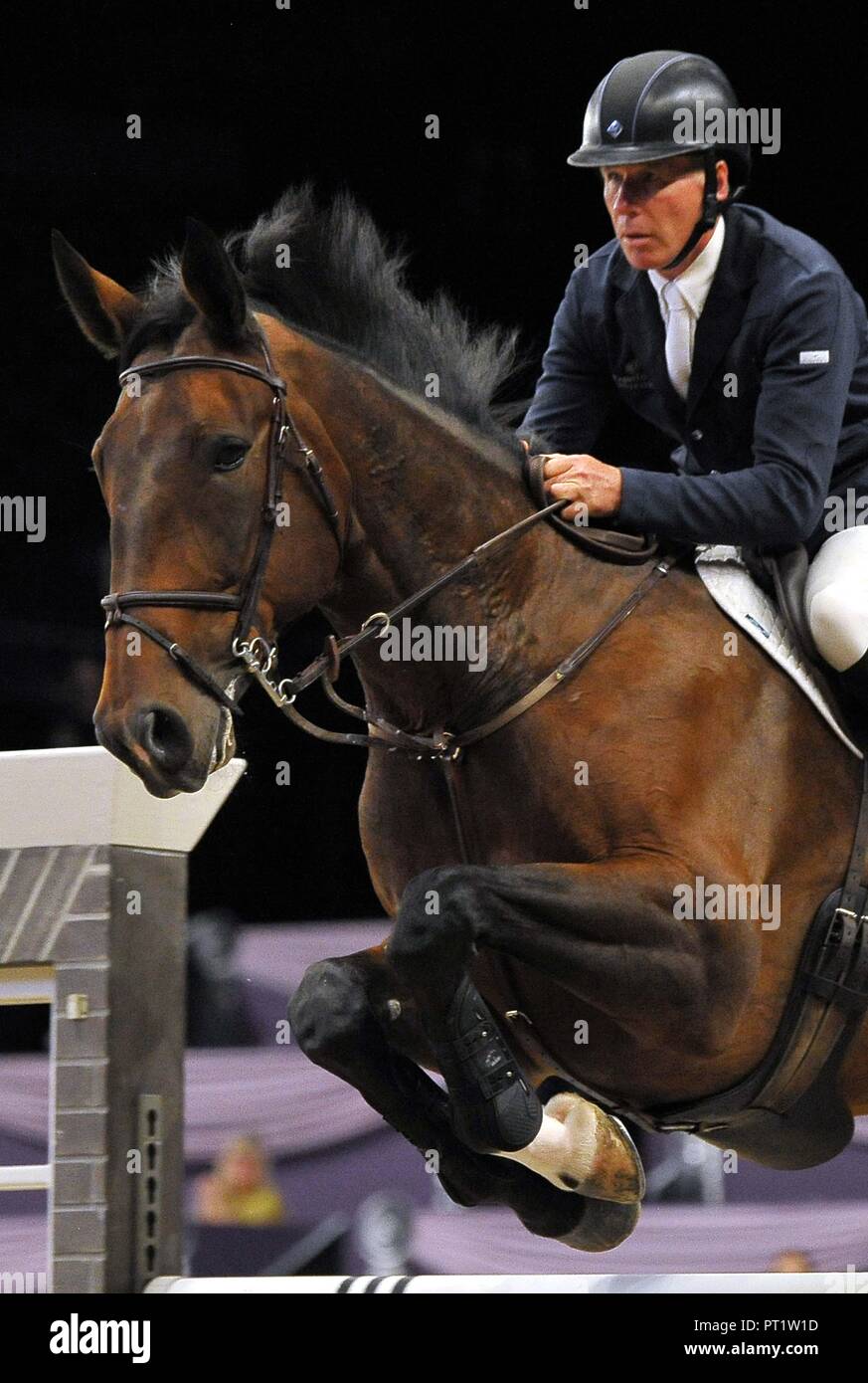 Birmingham Grossbritannien 5 Oktober 2018 Mannell Watson Gbr Reiten Qualitat Alt Joker Concours Hippique International Funf Zaun Herausforderung Haupttribune Pferd Des Jahres Zeigen Hoys National Exhibition Centre Nec Birmingham Uk