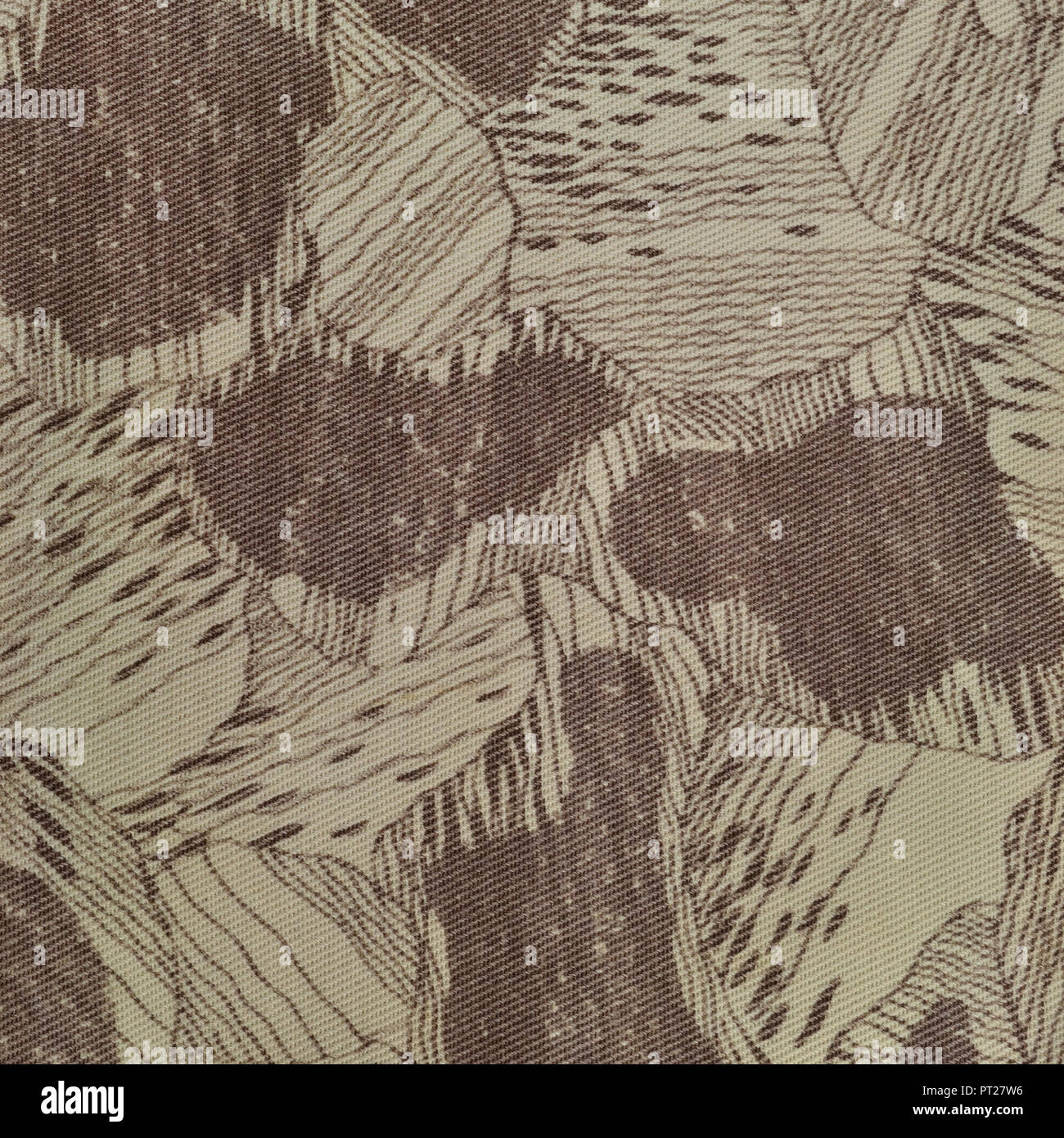 Benutzerdefinierte camouflage Textur muster vertikaler Blassgrün tan taupe Braun strukturierte camo Hintergrund alten verwitterten Baumwolle Twill-qualität Feldarbeit parka Stockfoto