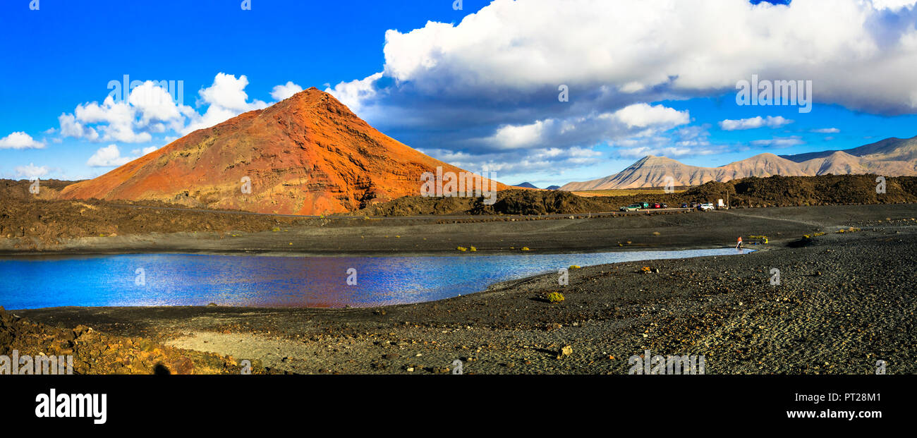 Beeindruckenden vulkanischen Landschaft der Insel Lanzarote, Kanaren, Spanien. Stockfoto