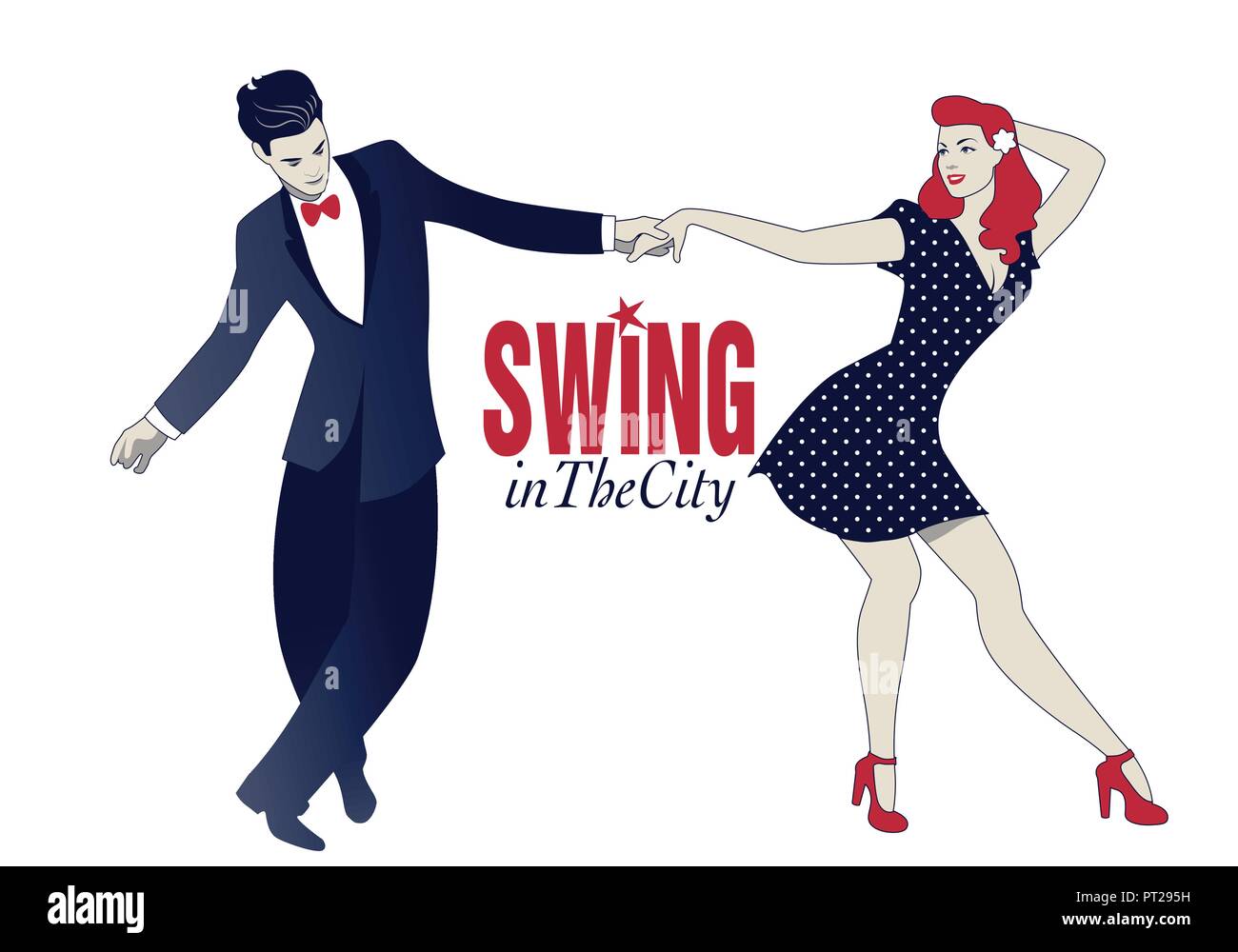 Junges Paar tanzen Swing, Lindy Hop oder Rock and Roll Stock Vektor