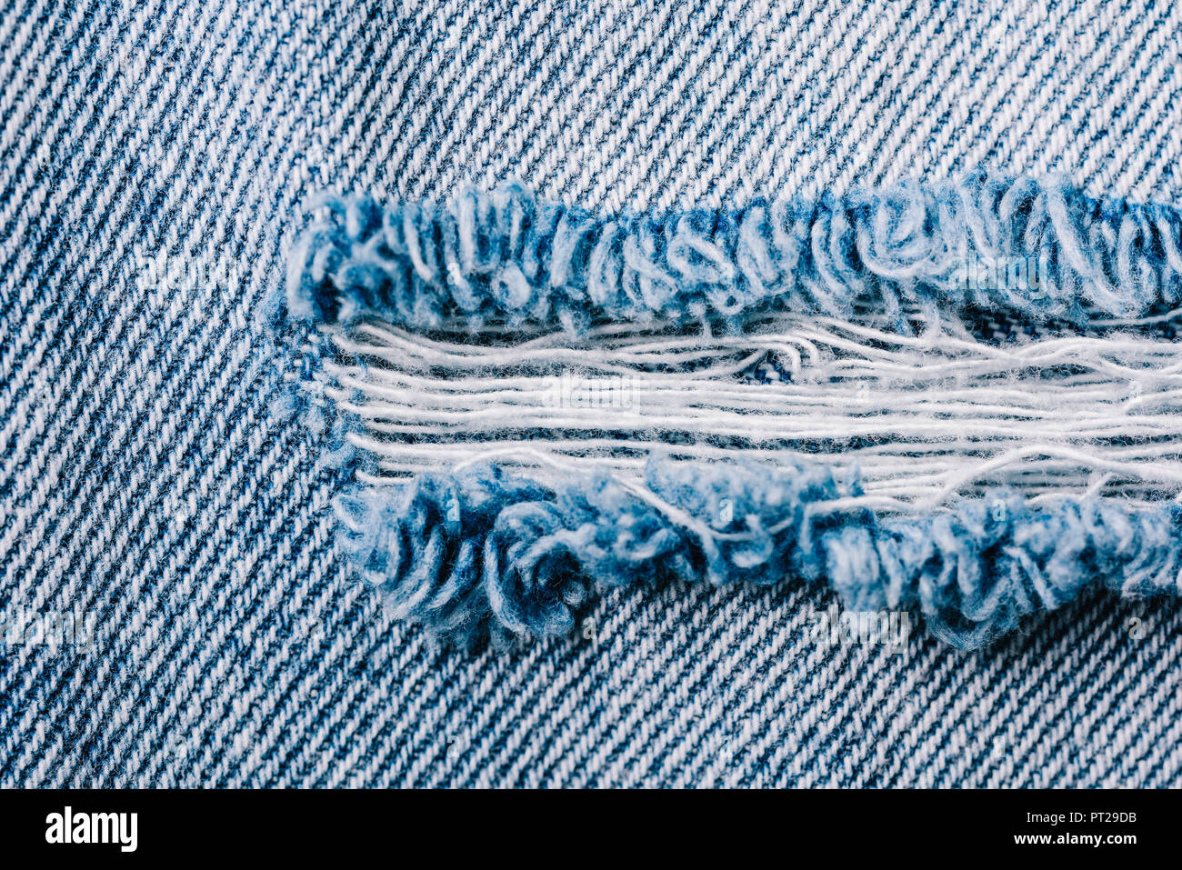 Denim Textur zerrissenen bis Jeans Stockfoto