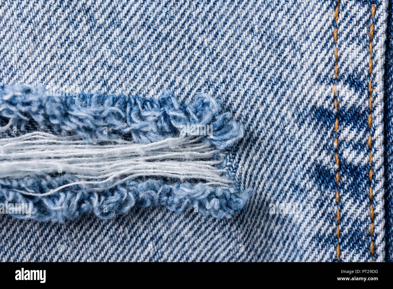 Denim Textur zerrissenen bis Jeans Stockfoto