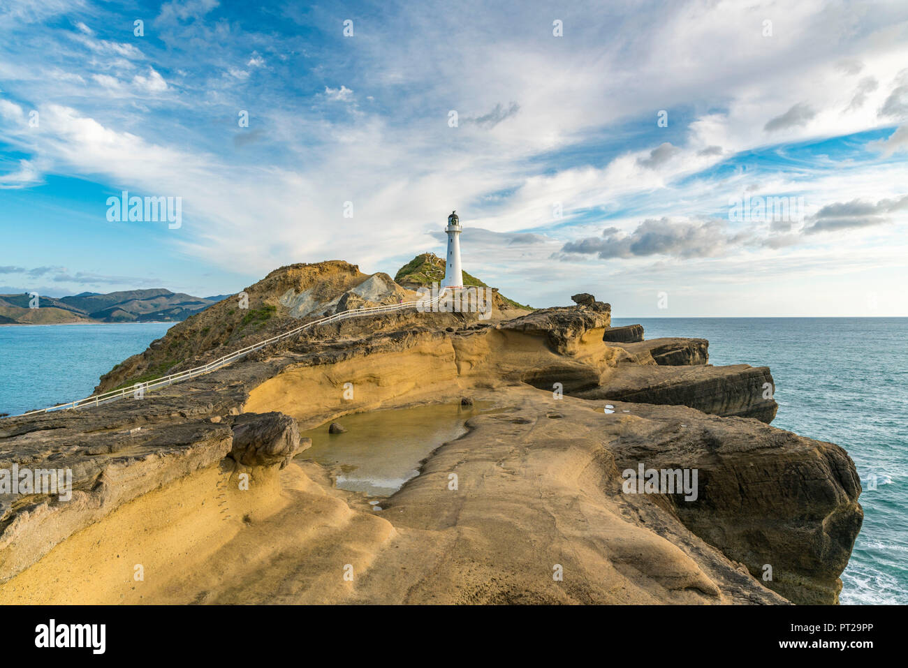 Castlepoint castlepoint Leuchtturm, Wairarapa Region, North Island, Neuseeland, Stockfoto