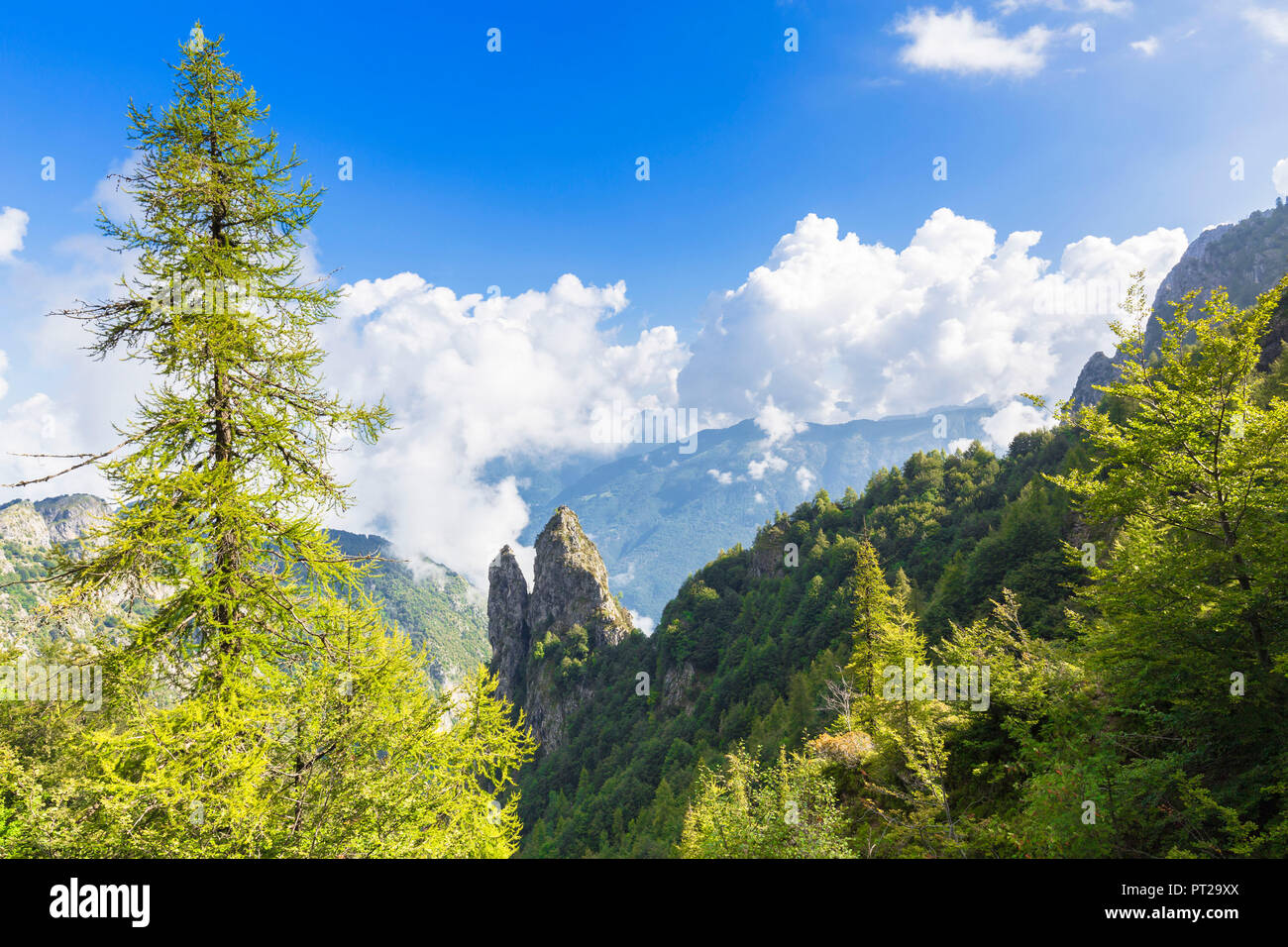 Frate und Monaca Pinnacles in der grigne Gruppe, Grigna Settentrionale (Grignone), Northern Grigna Regional Park, Lombardei, Italien, Europa, Stockfoto