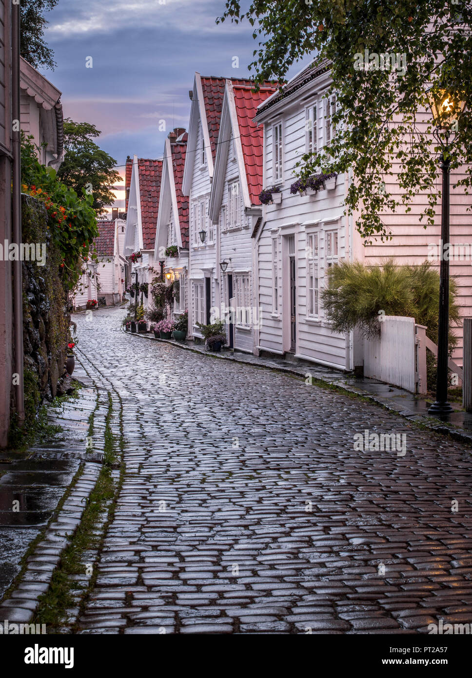 Stavanger-Stadt im Laufe des Abends, Grafschaft, südlichen Norwegen Rogaland, Stockfoto