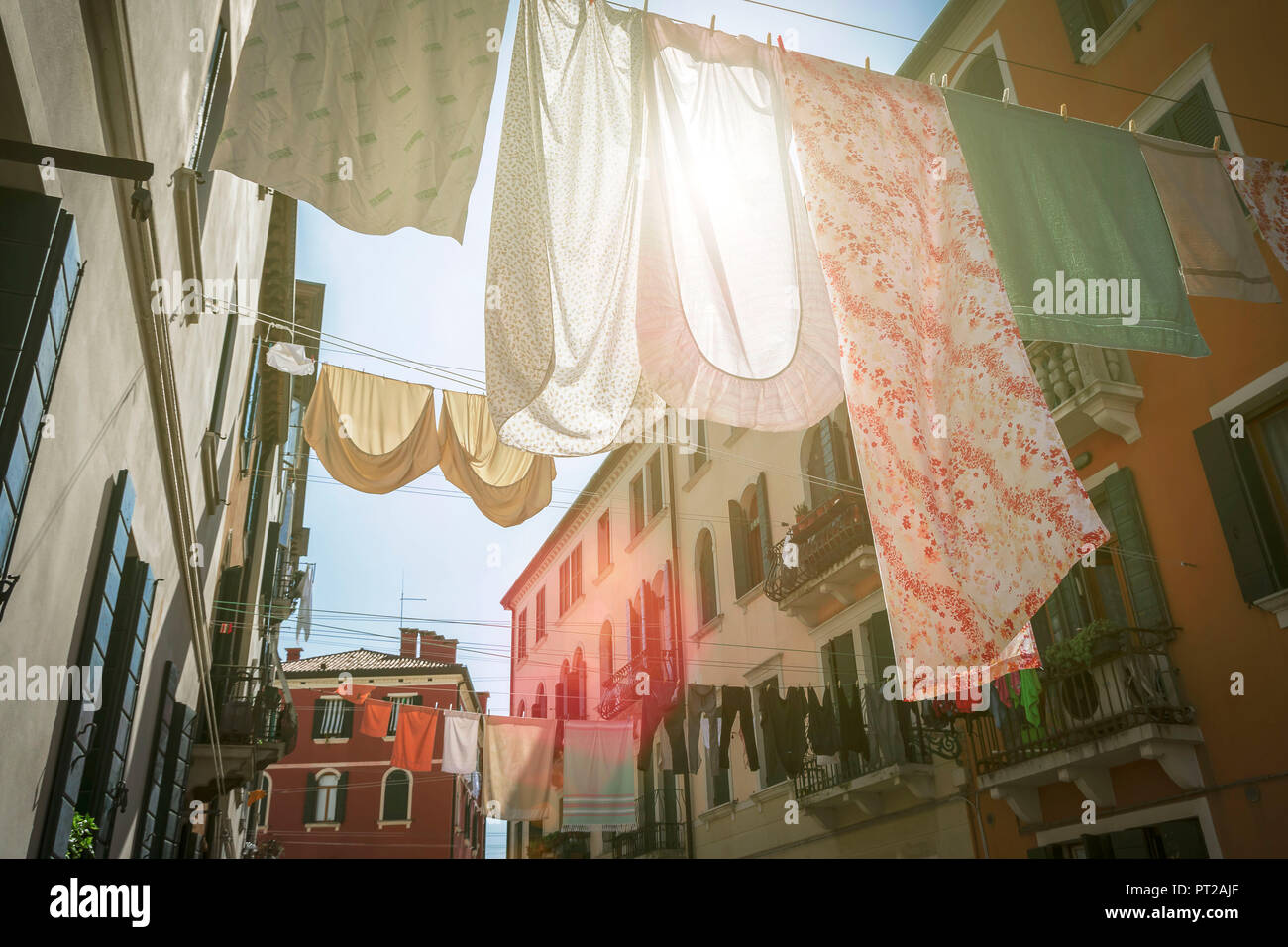 Venedig, Wäsche auf der Leine Stockfoto