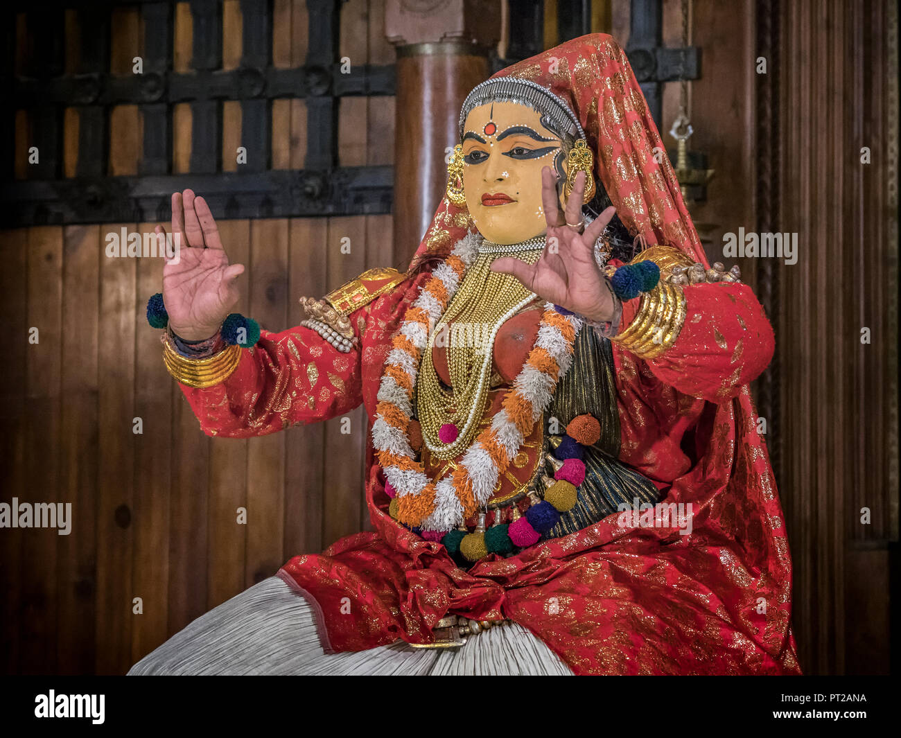 Kathakali Performerin in Kerala, Indien. Stockfoto