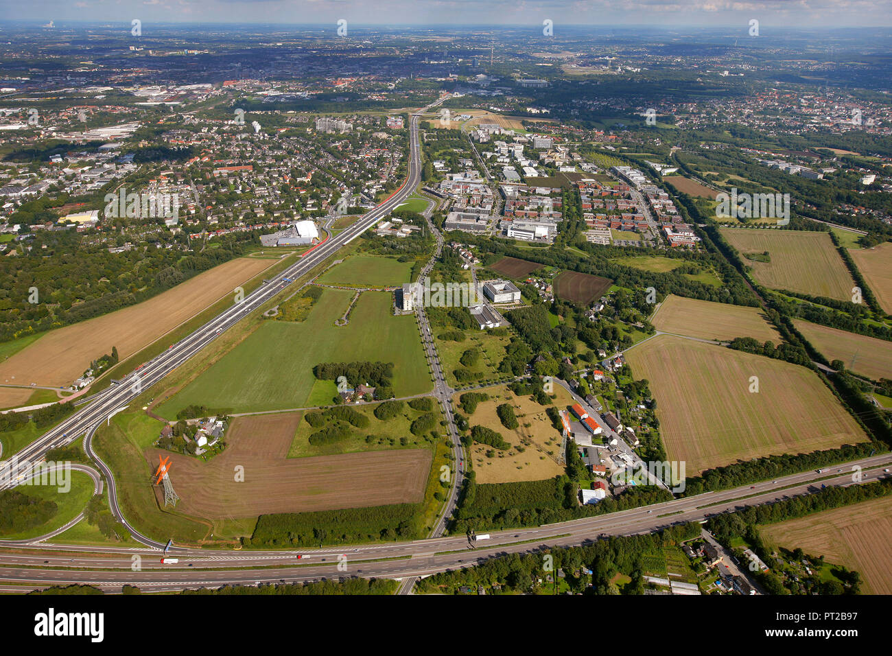 Luftaufnahme, Dortmund Technology Park, Universität Dortmund, Fraunhofer Institut, Dortmund, Ruhrgebiet, Nordrhein-Westfalen, Deutschland, Europa, Stockfoto