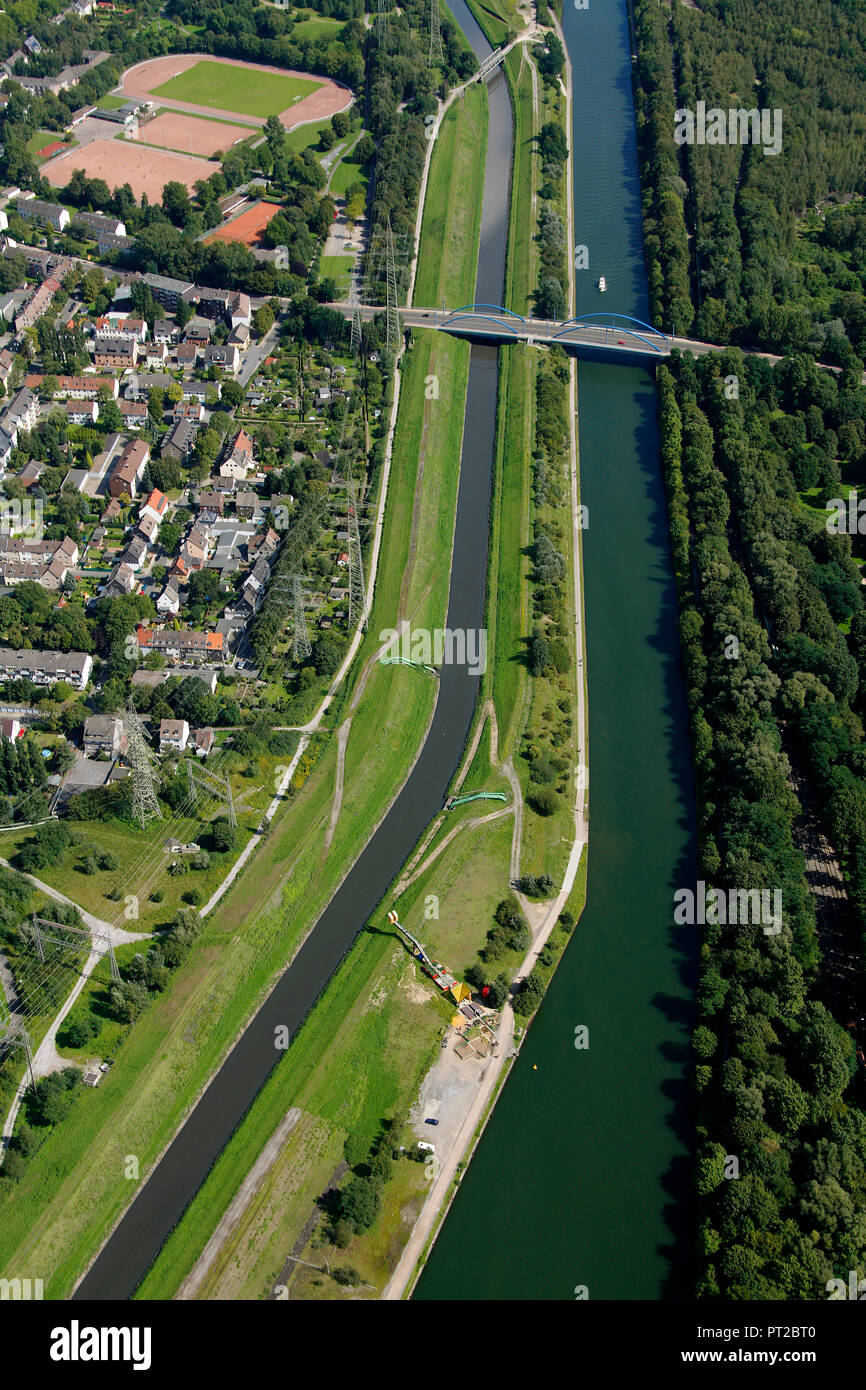 Luftaufnahme, Luftbild, Emscher Kunst, zwischen den Gewässern der
