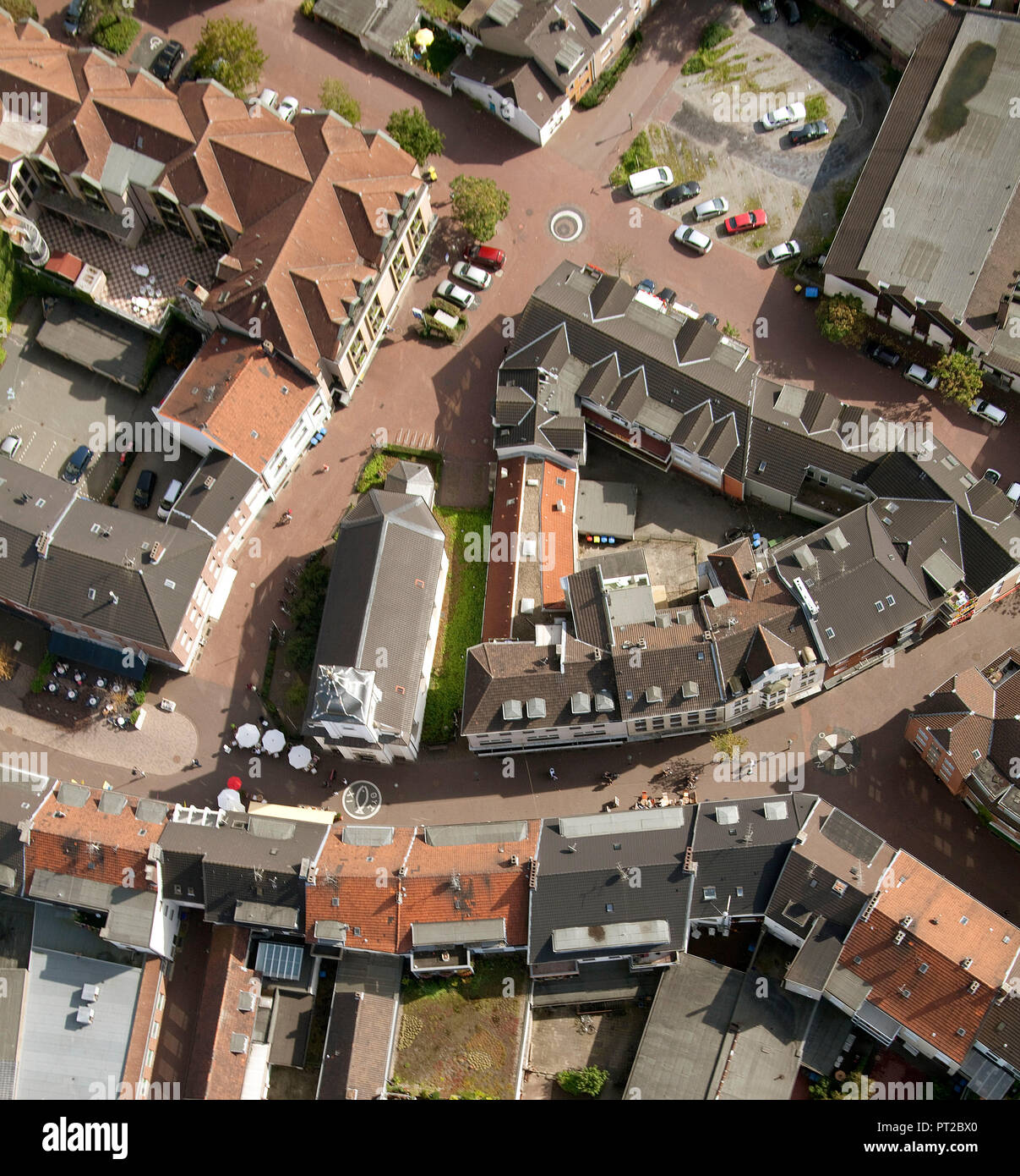 Luftaufnahme, Evangelische Dom, Altstadt, Stadtzentrum, Dinslaken, Ruhrgebiet, Niederrhein, Nordrhein-Westfalen, Deutschland, Europa Stockfoto