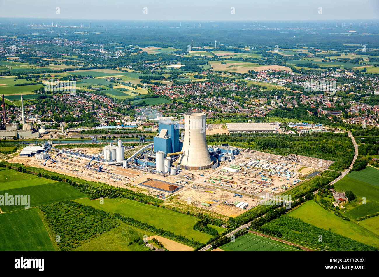 Kraftwerk Datteln 4, Operator Uniper Kraftwerke GmbH, Kohlekraftwerk, das neue Kraftwerk Datteln IV, Datteln, Ruhrgebiet, Nordrhein-Westfalen, Deutschland, Europa Stockfoto