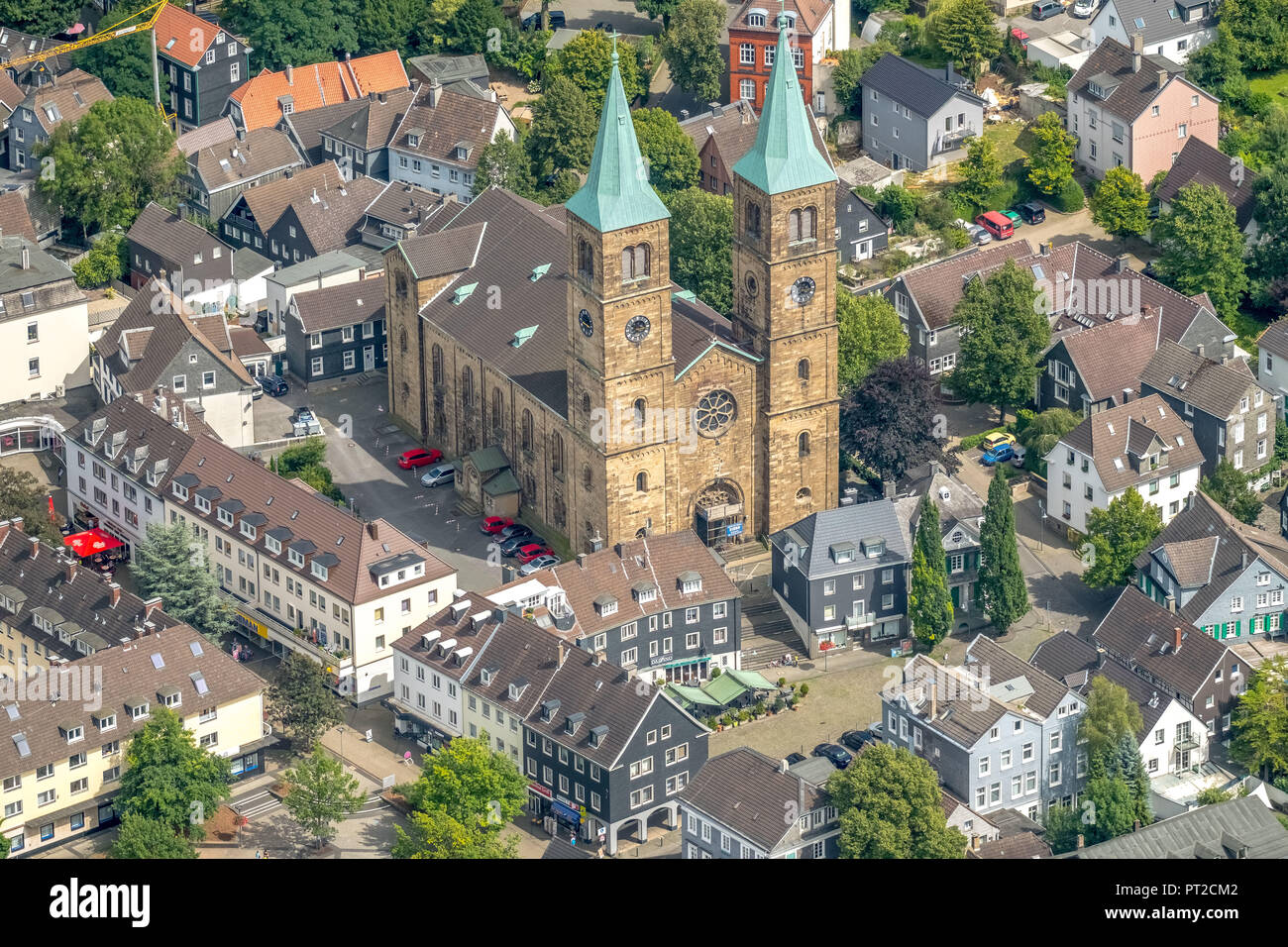 Altstadt von Schwelm, Christuskirche Schwelm, Kirchplatz, Marktplatz, Schwelm, Ruhrgebiet, Nordrhein-Westfalen, Deutschland Stockfoto