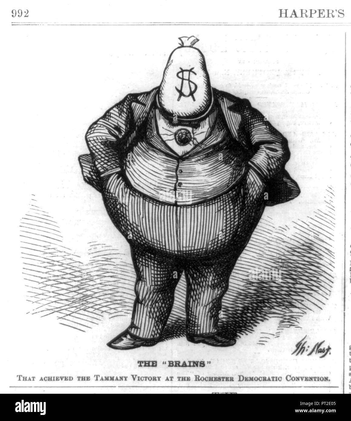 WILLIAM TWEED (1823-1878), US-amerikanische Demokratische Politiker wie von Thomas Nast in Harper's Weekly, 21. Oktober 1871 erstellt Stockfoto
