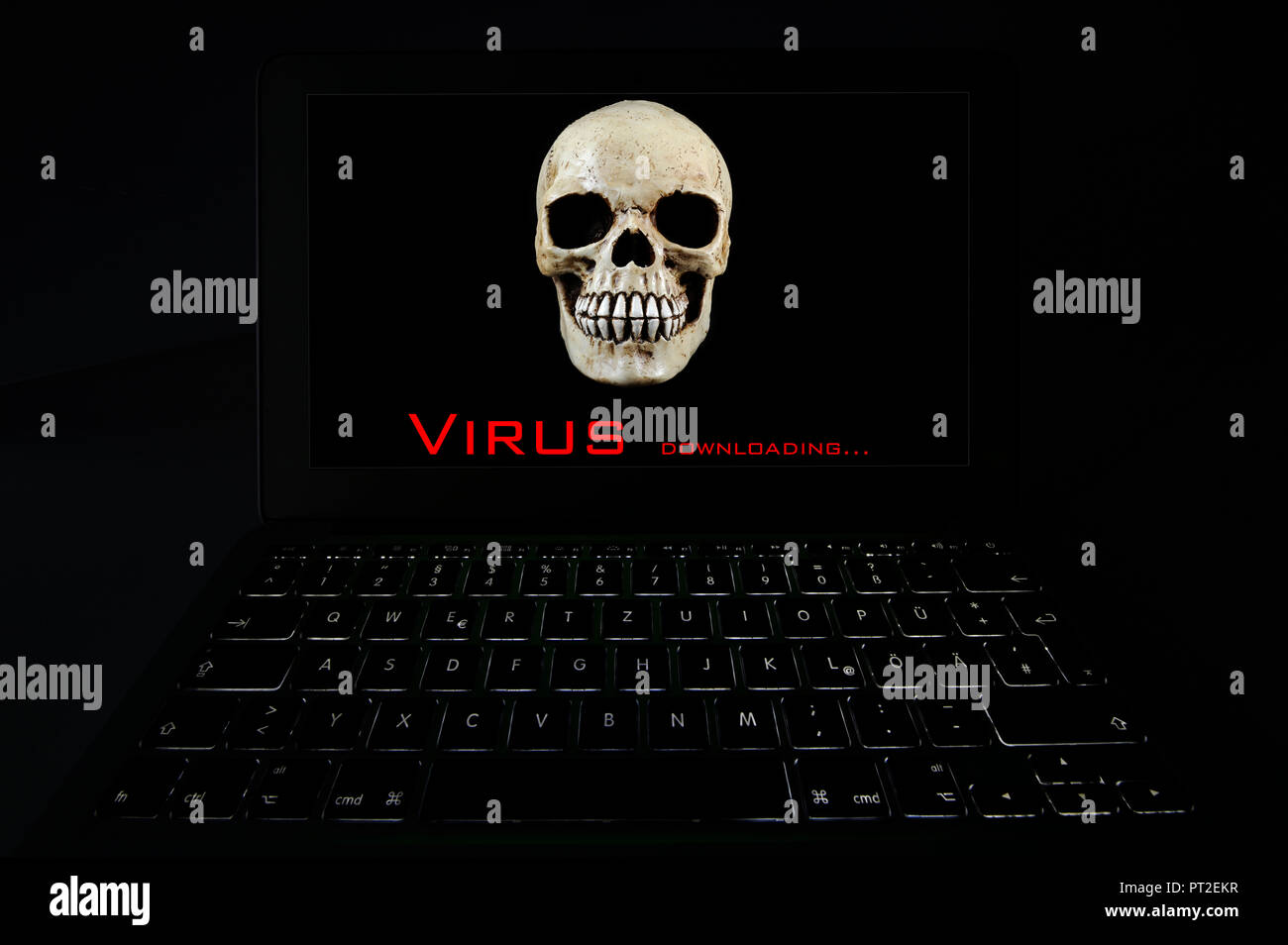 Symbolische Bild virus Alert, Cybercrime, Datenschutz Stockfoto