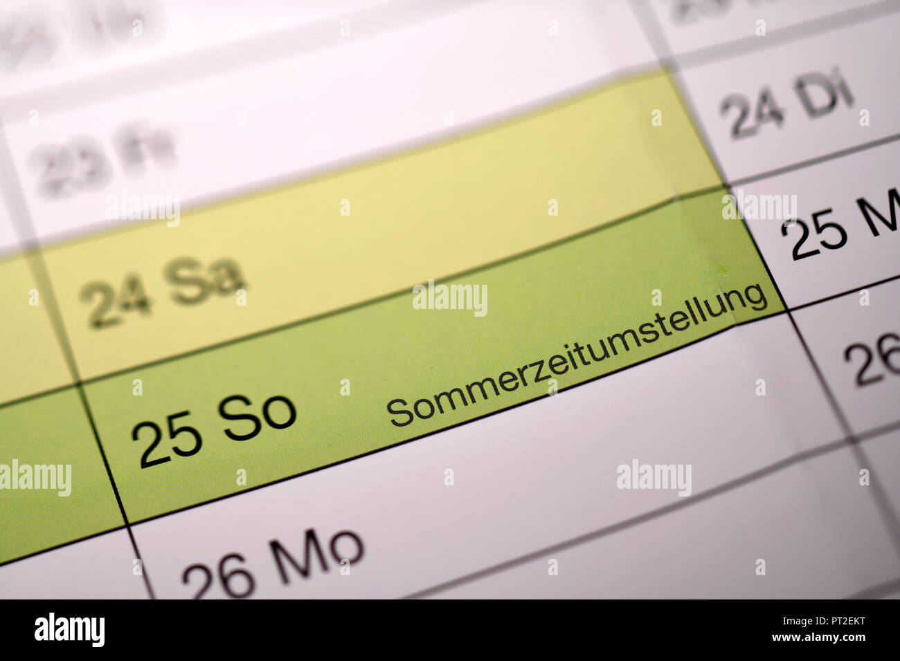 Tagebuch Umstellung auf Winterzeit Stockfoto