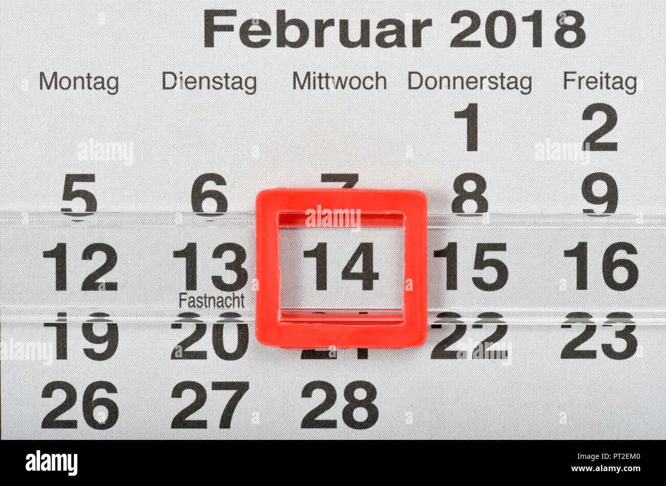 Tagebuch Valentinstag 14 Februar, 2018 Stockfoto