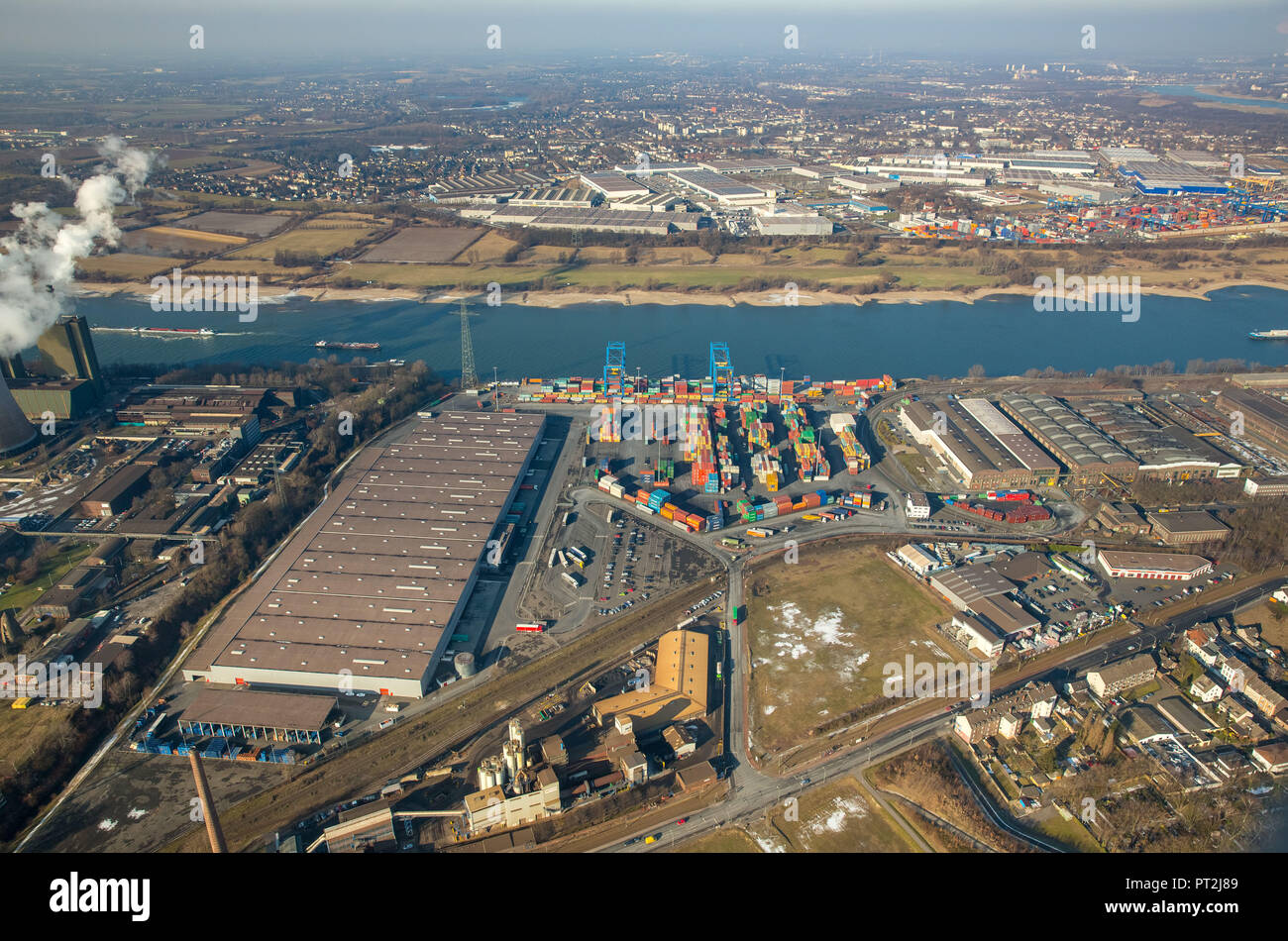 Container terminal Logport II, Container stack, Duisburg, Ruhrgebiet, Nordrhein-Westfalen, Deutschland Stockfoto