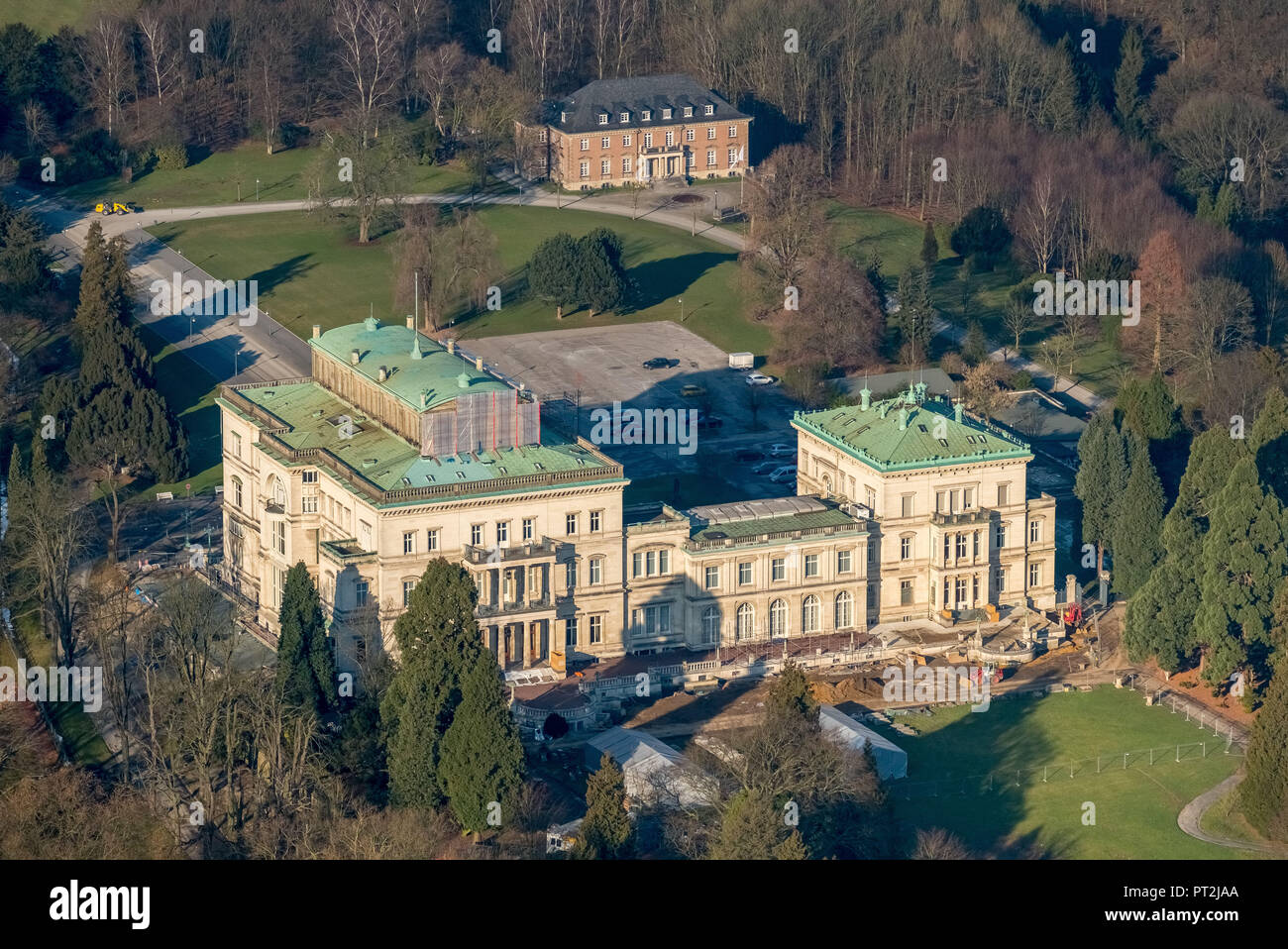 Villa Hügel wurde gerade renoviert, Krupp-Villa, Denkmalschutz, Essen, Ruhrgebiet, Nordrhein-Westfalen, Deutschland Stockfoto