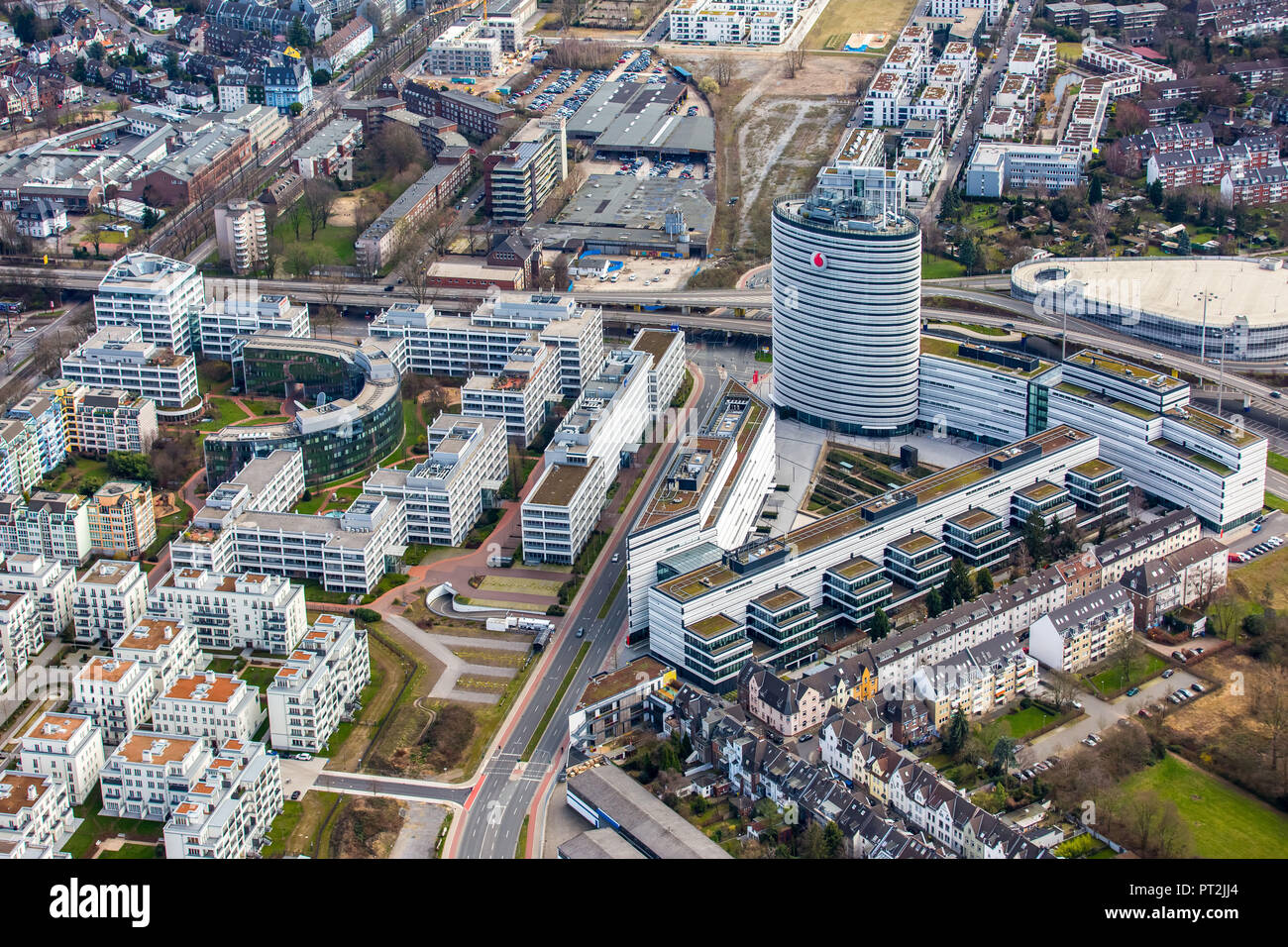 Vodafone Innovation Park, Vodafone Campus, B7, Brüsseler Straße, Düsseldorf, Rheinland, Nordrhein-Westfalen, Deutschland Stockfoto