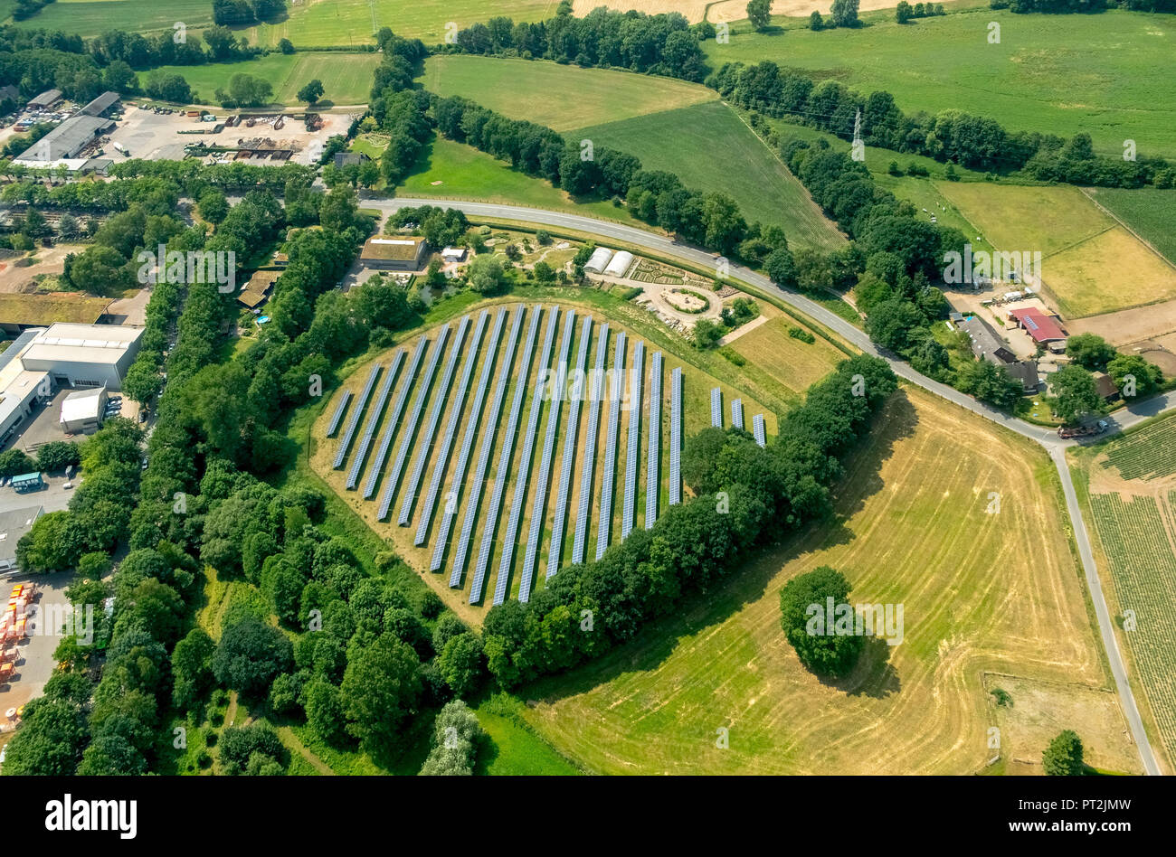 Solarfeld, Solaranlage, Wienbachstraße Pörtnerskamp?? Dorsten, Ruhrgebiet, Nordrhein-Westfalen, Deutschland Stockfoto