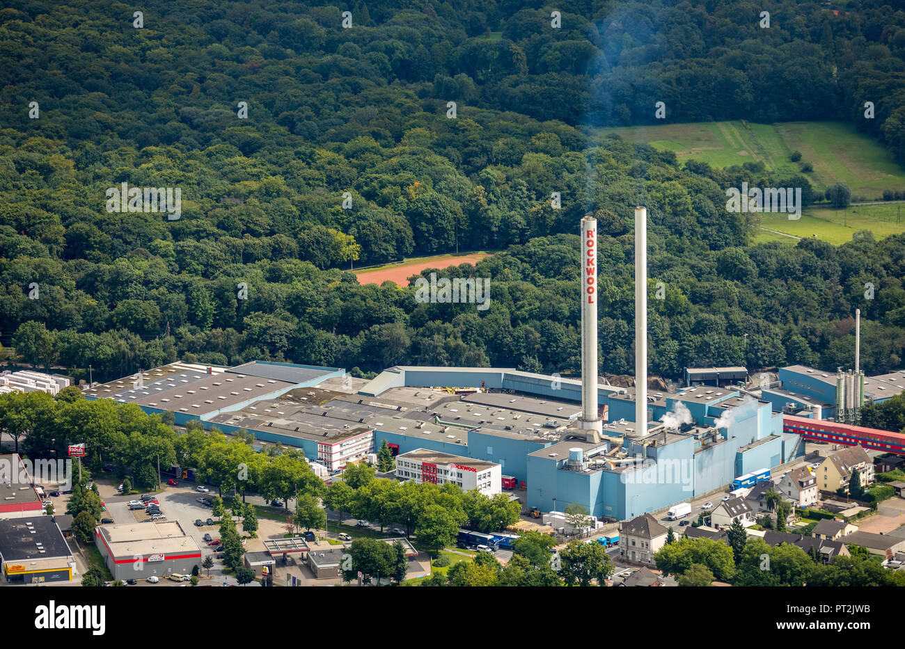 Rockwool Rockpanel BV/Gruppe, Schornsteine, Emission, Gladbeck, Ruhrgebiet, Nordrhein-Westfalen, Deutschland Stockfoto