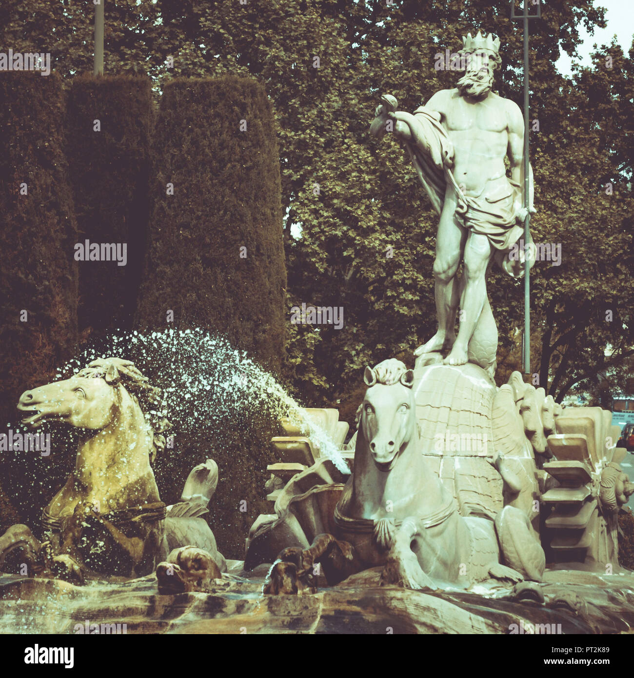 Fuente de Neptuno in Madrid, Spanien, Europa, Stockfoto