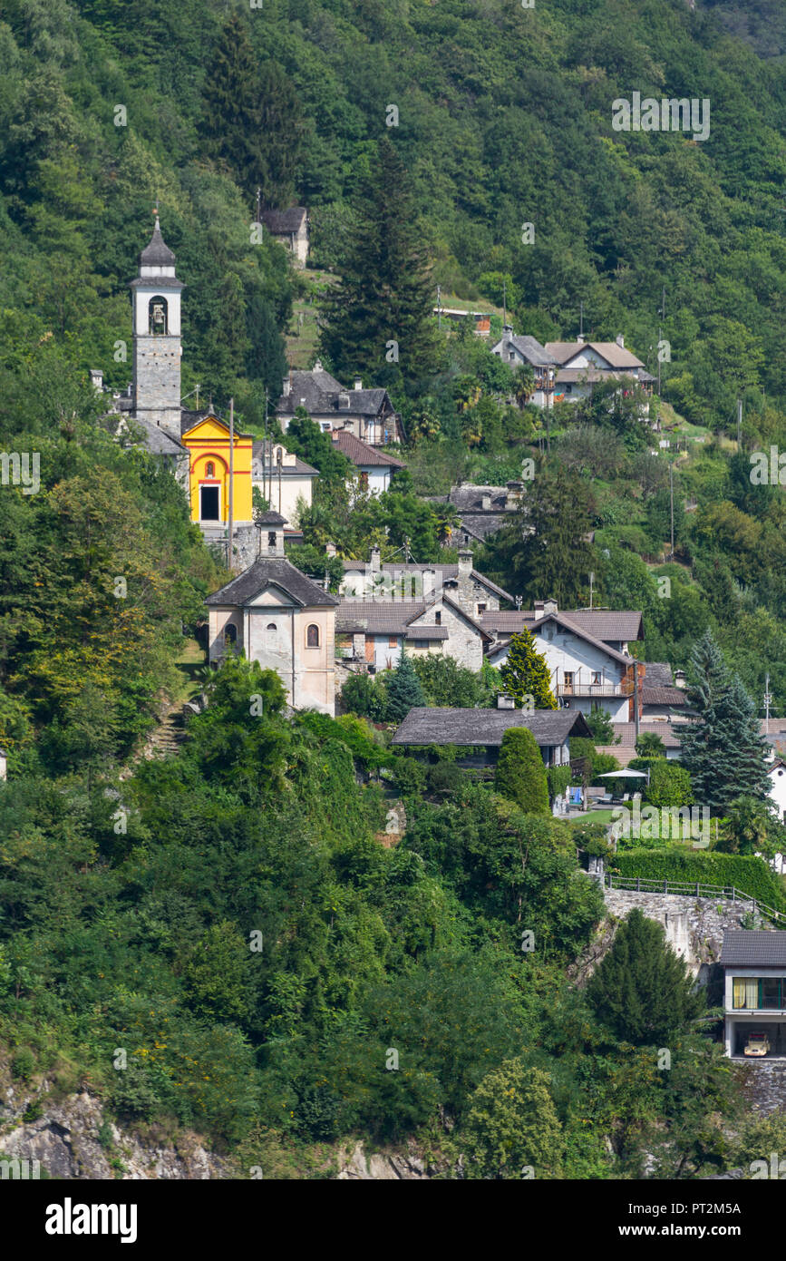 Auressio, Onsernone Tal, in der Nähe von Locarno, in der Nähe des Lago Maggiore, Tessin, Schweiz Stockfoto